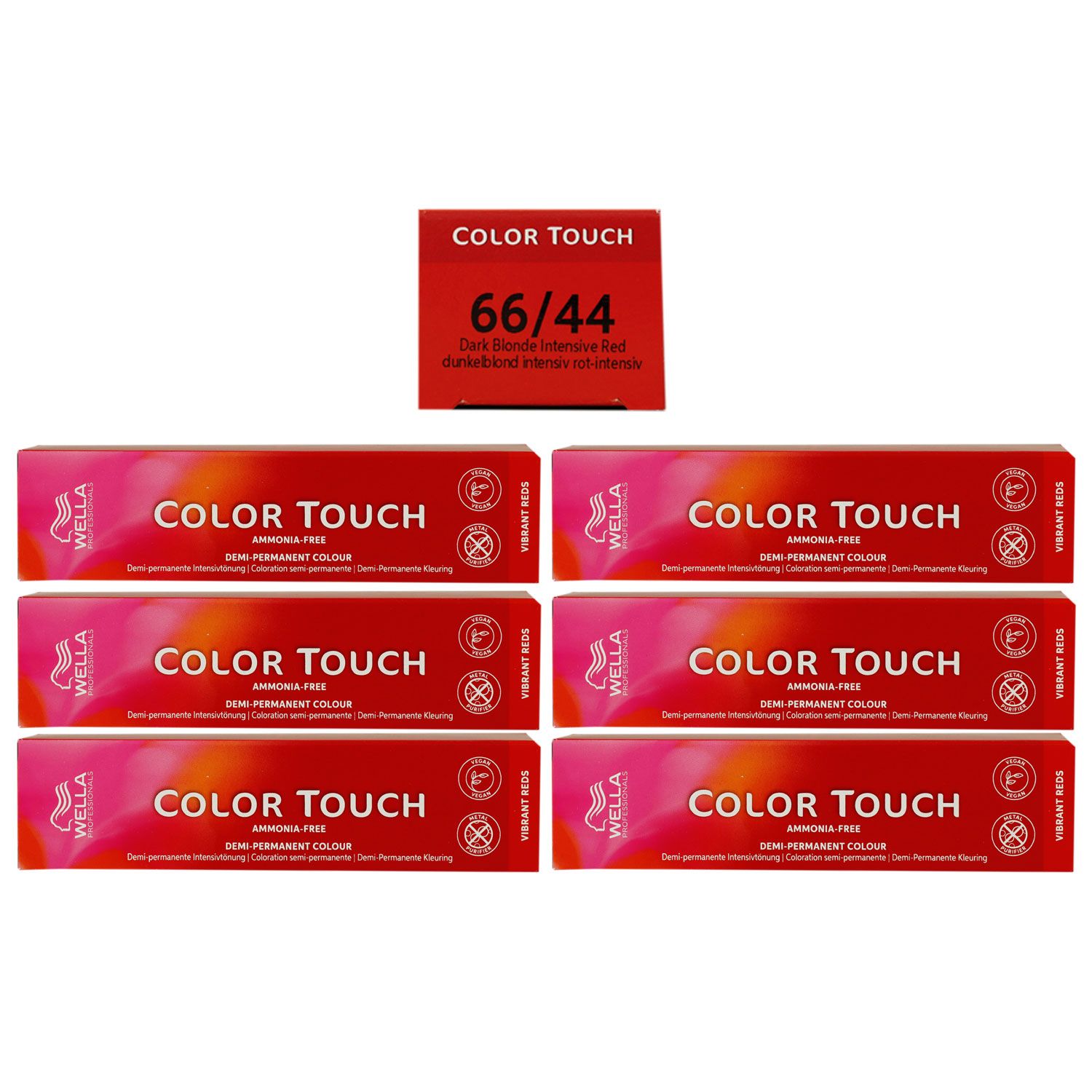 Wella Color Touch Vibrants Reds 6 x 60 ml 66/44 dunkelblond intensiv rot intensiv Set