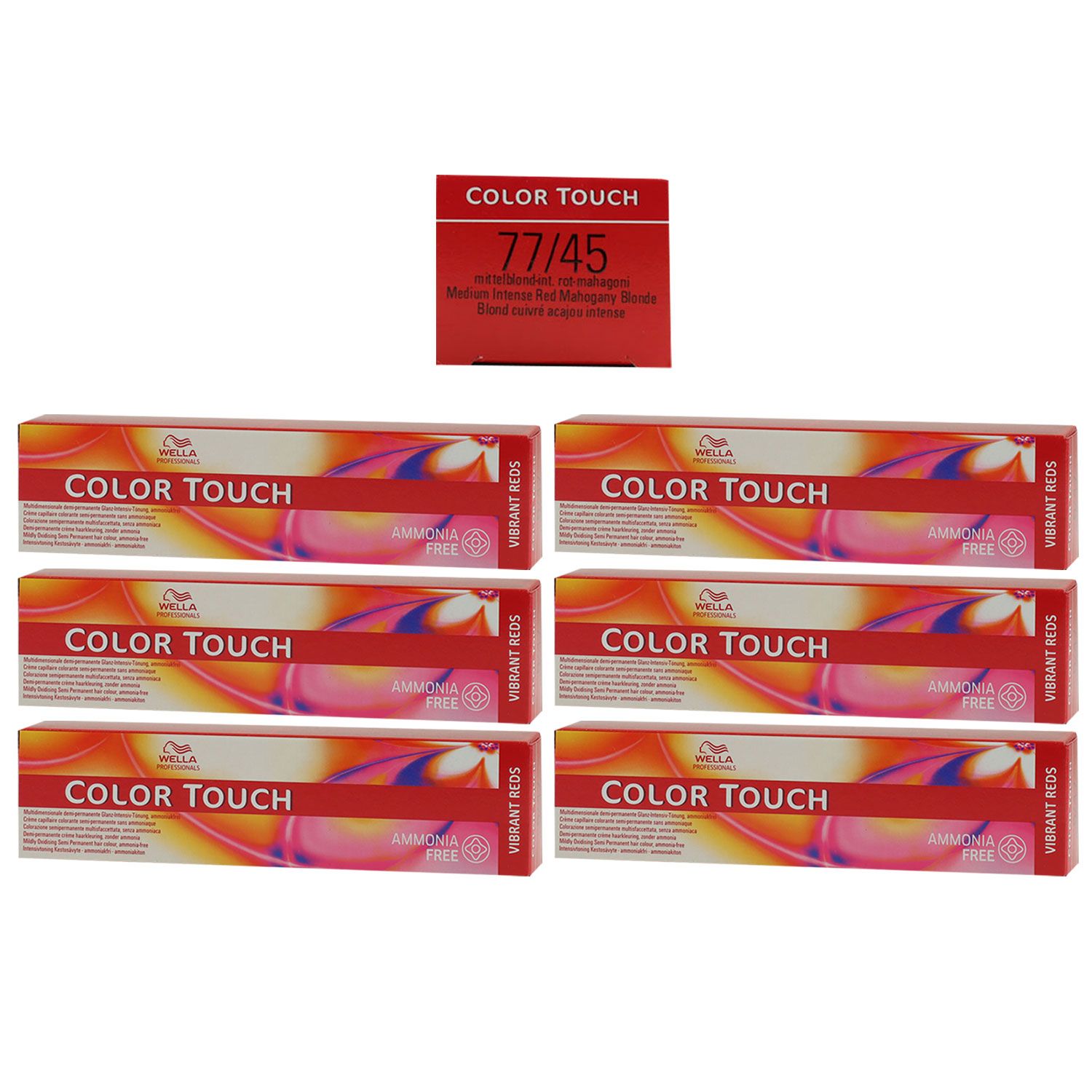 Wella Color Touch Vibrants Reds 6 x 60 ml 77/45 mittelblond intensiv rot mahagoni Set