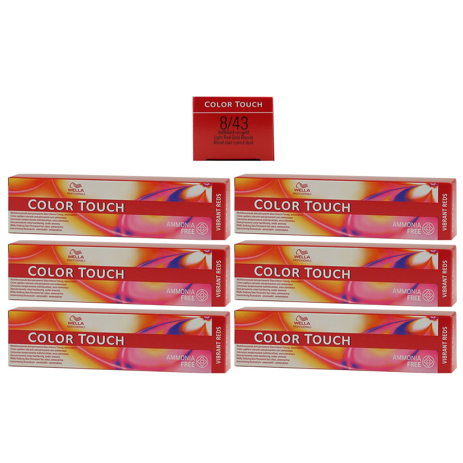 Wella Color Touch Vibrants Reds 6 x 60 ml 8/43 hellblond rot gold Set