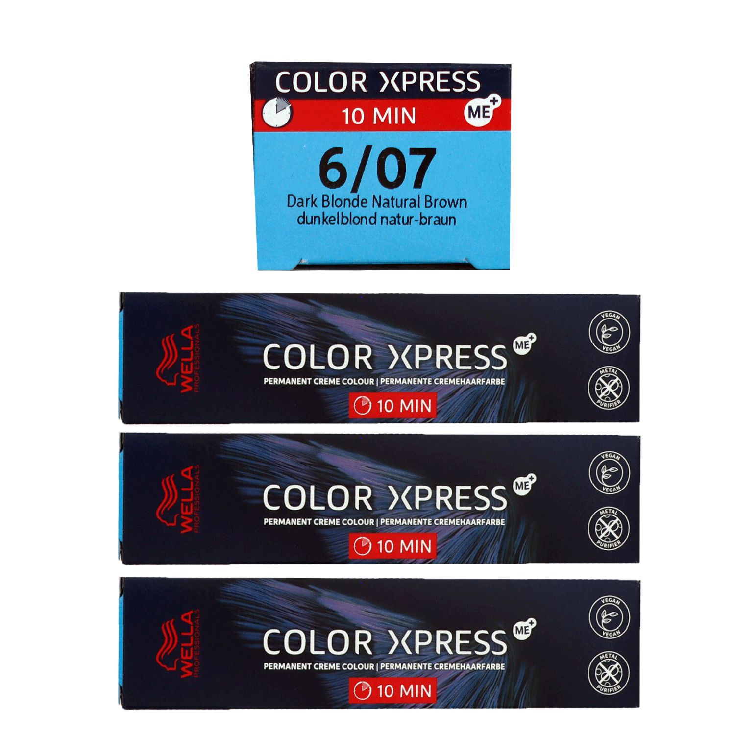 Wella Color Xpress 3 x 60 ml 6/07 dunkelblond natur braun Haarfarbe Set