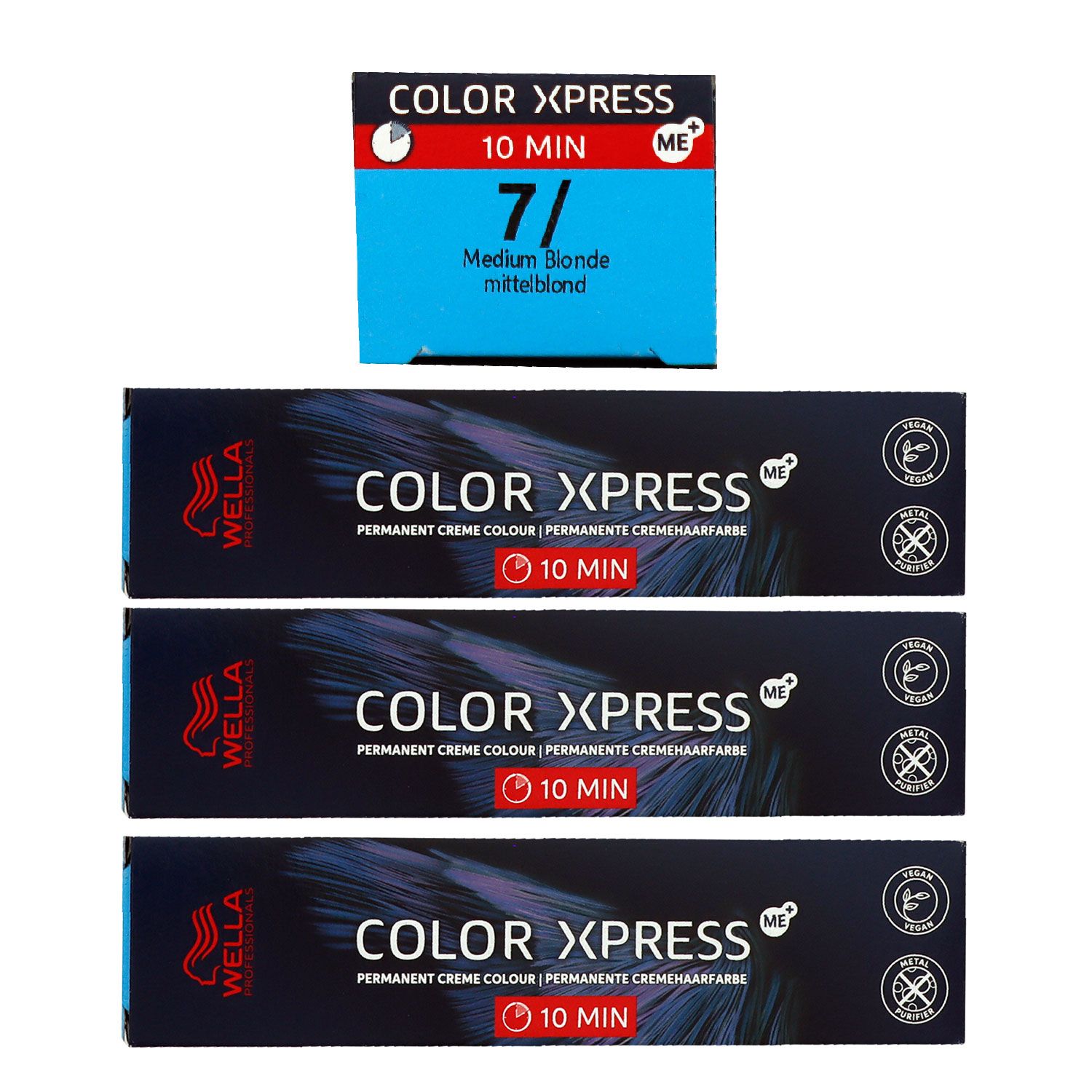 Wella Color Xpress 3 x 60 ml 7/ mittelblond Haarfarbe Set