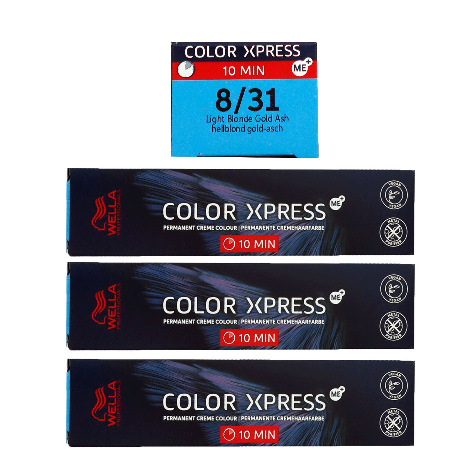 Wella Color Xpress 3 x 60 ml 8/31 hellblond gold asch Haarfarbe Set