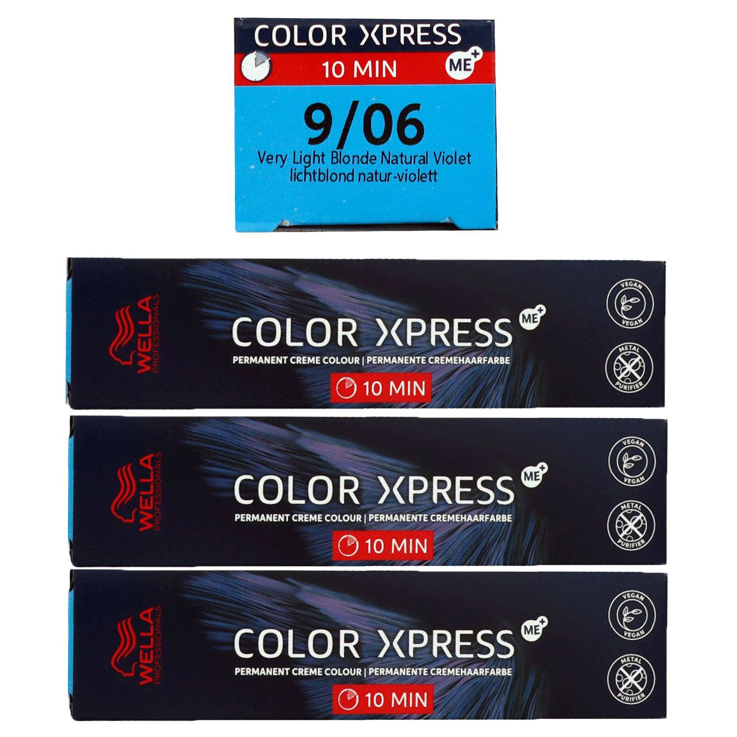Wella Color Xpress 3 x 60 ml 9/06 lichtblond natur violett Haarfarbe Set