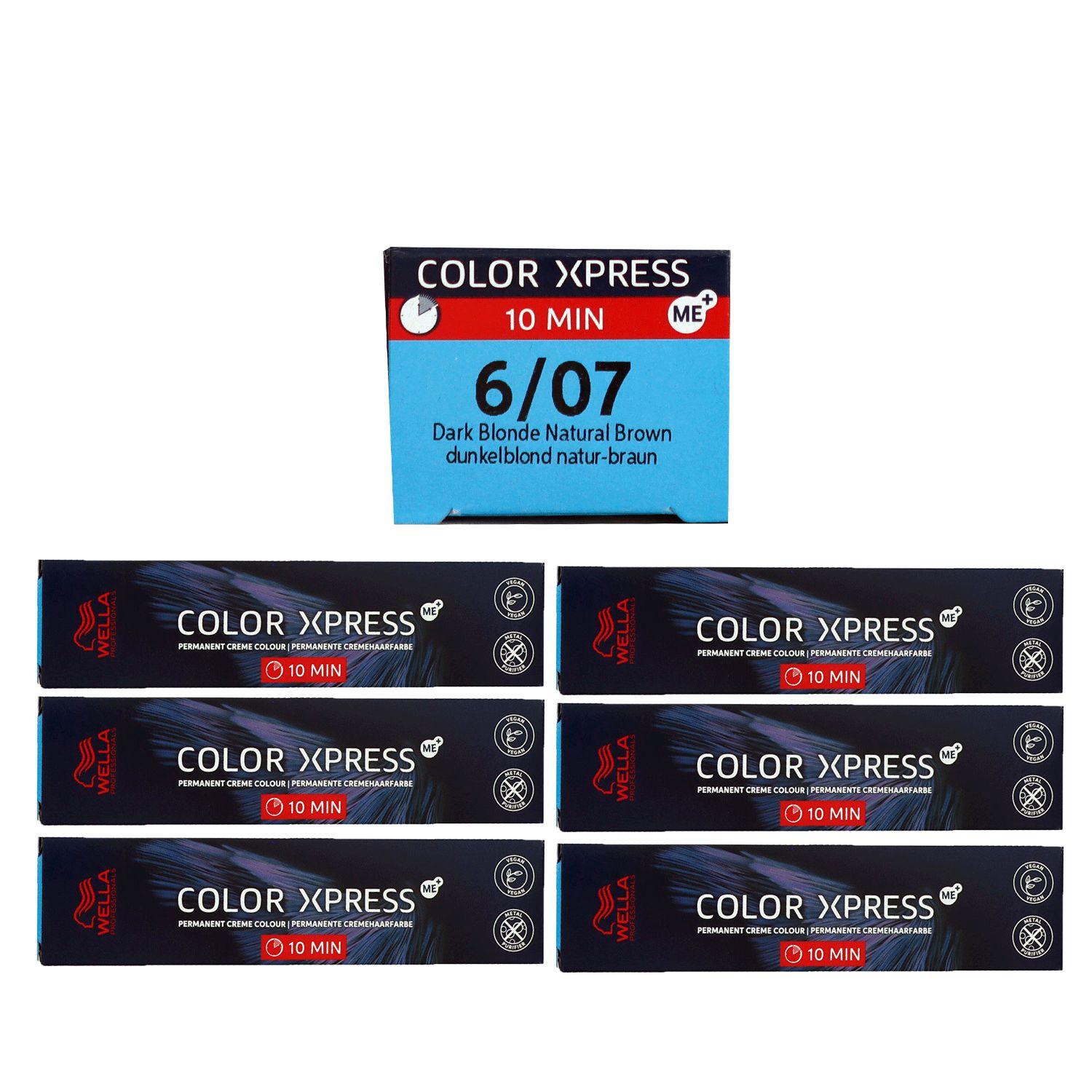 Wella Color Xpress 6 x 60 ml 6/07 dunkelblond natur braun Haarfarbe Set
