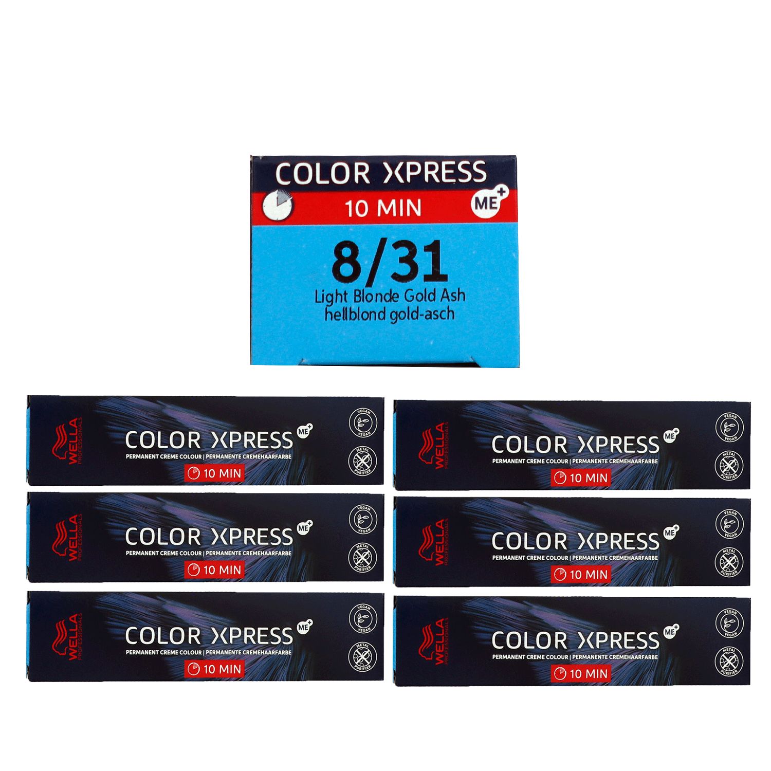 Wella Color Xpress 6 x 60 ml 8/31 hellblond gold asch Haarfarbe Set