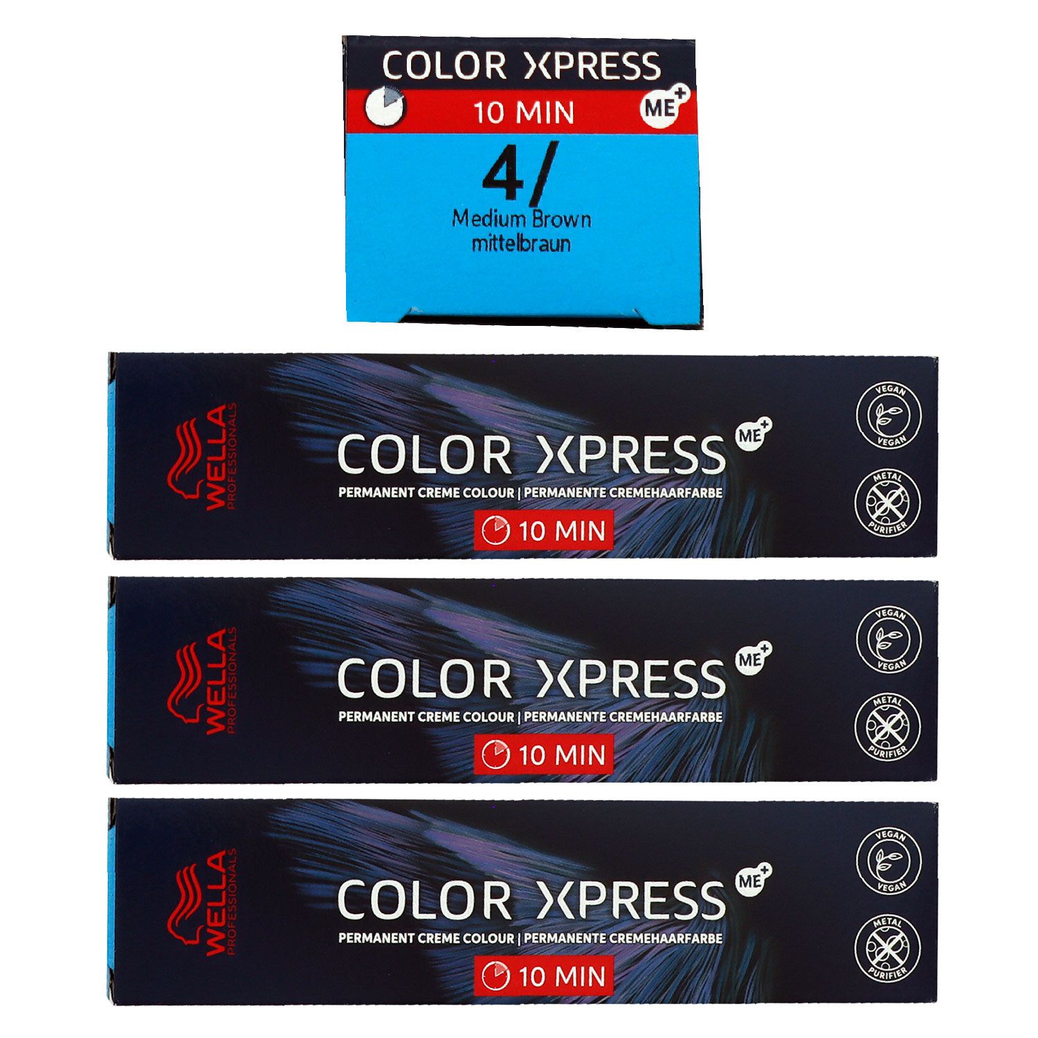 Wella Color Xpress 60 ml 3 x 4/ mittelbraun Haarfarbe Set