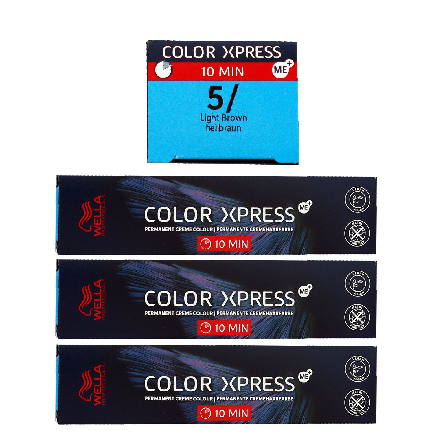 Wella Color Xpress 60 ml 3 x 5/ hellbraun Haarfarbe Set