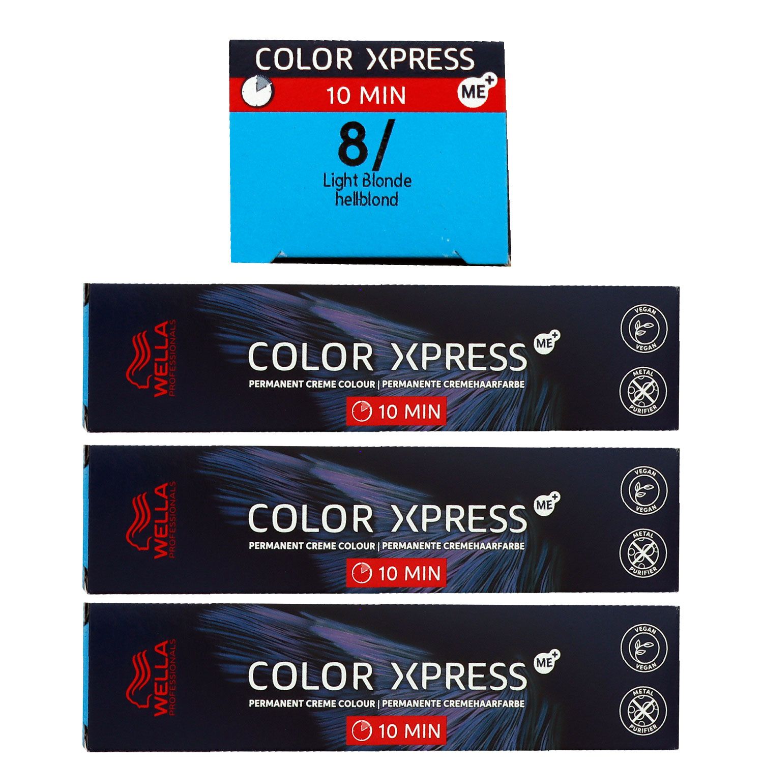 Wella Color Xpress 60 ml 3 x 8/ hellblond Haarfarbe Set