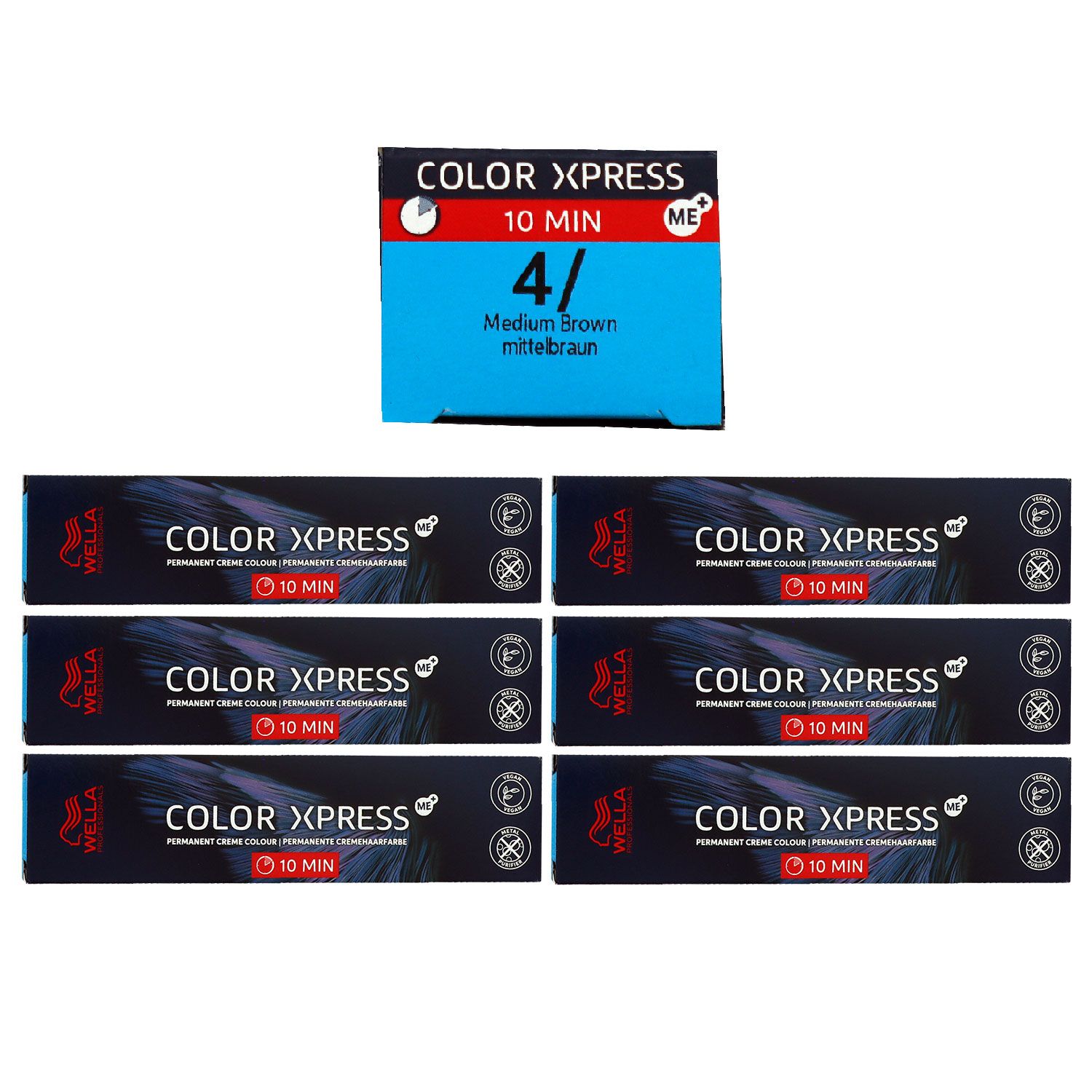 Wella Color Xpress 60 ml 6 x 4/ mittelbraun Haarfarbe Set
