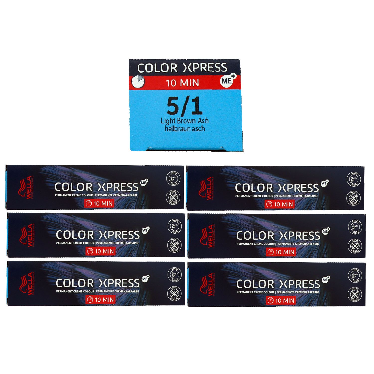 Wella Color Xpress 60 ml 6 x 5/1 hellbraun asch Haarfarbe Set
