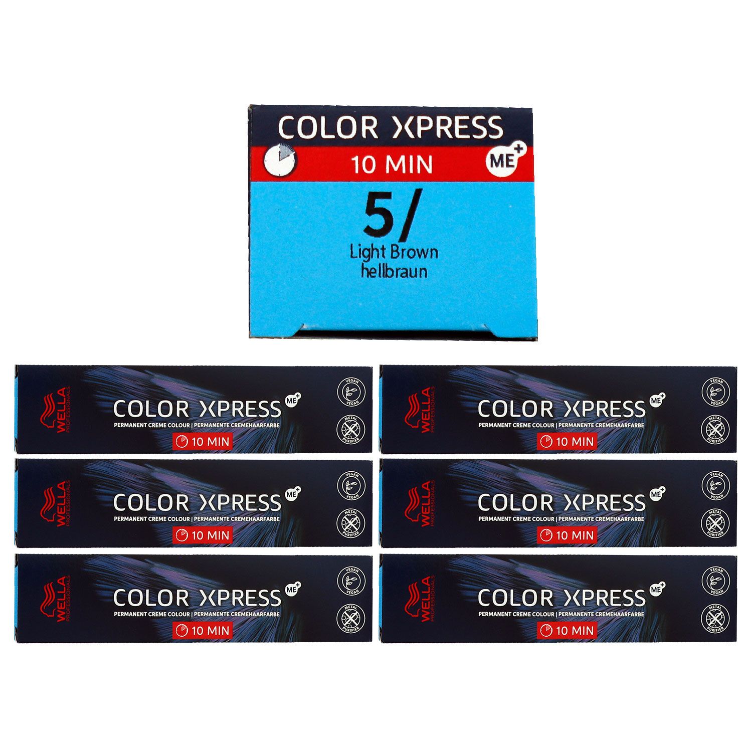 Wella Color Xpress 60 ml 6 x 5/ hellbraun Haarfarbe Set