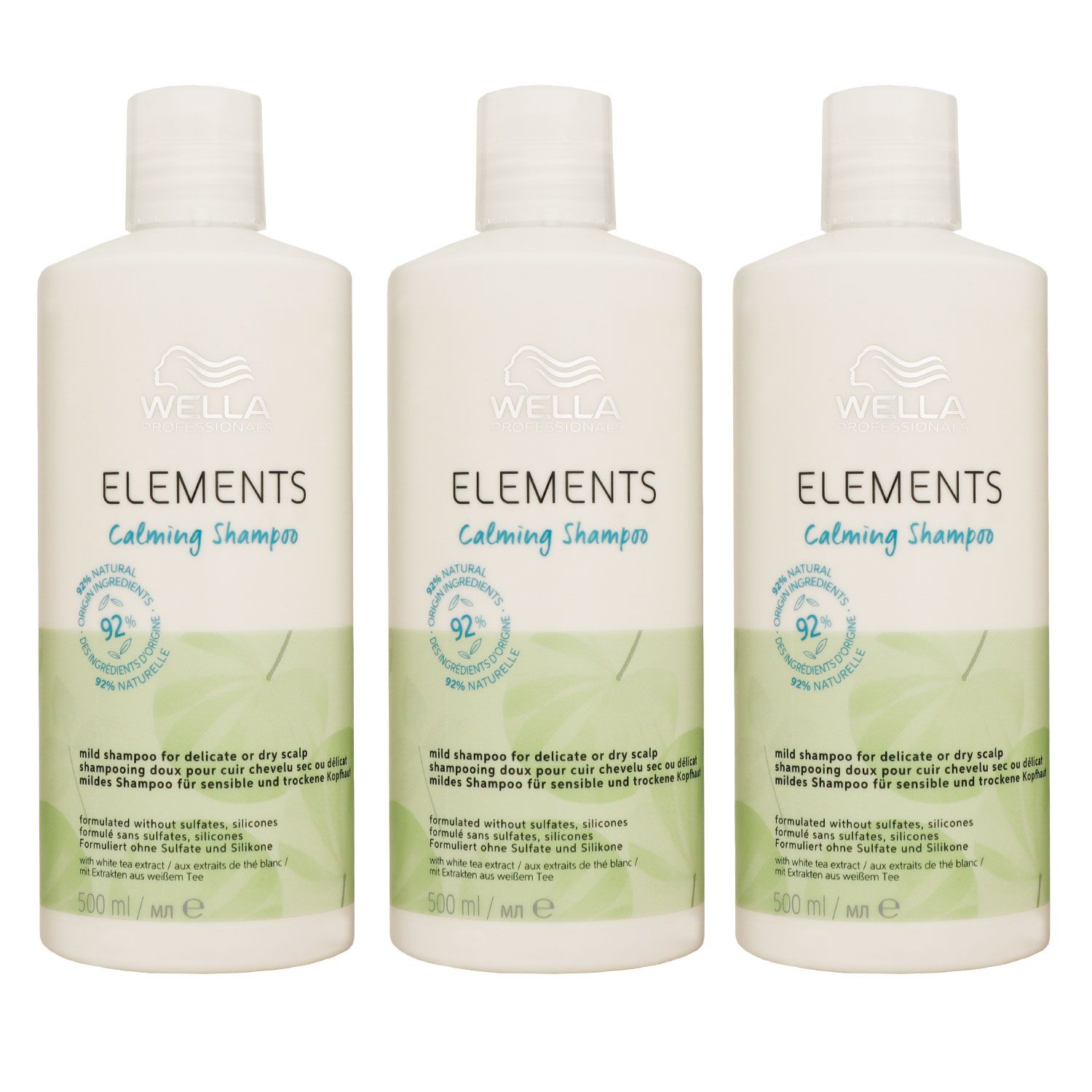 Wella Elements Calming Shampoo 3 x 500 ml mildes Shampoo Set