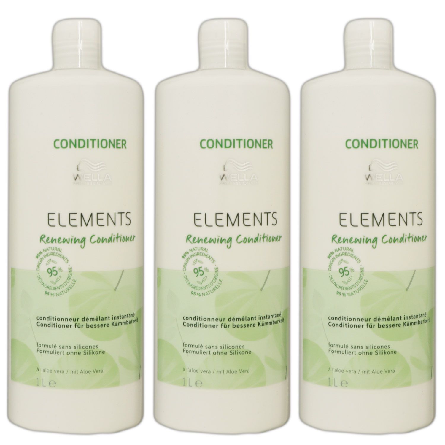 Wella Elements Renewing st�rkender Conditioner 3 x 1000 ml ohne Silikone mit Aloe Vera Set