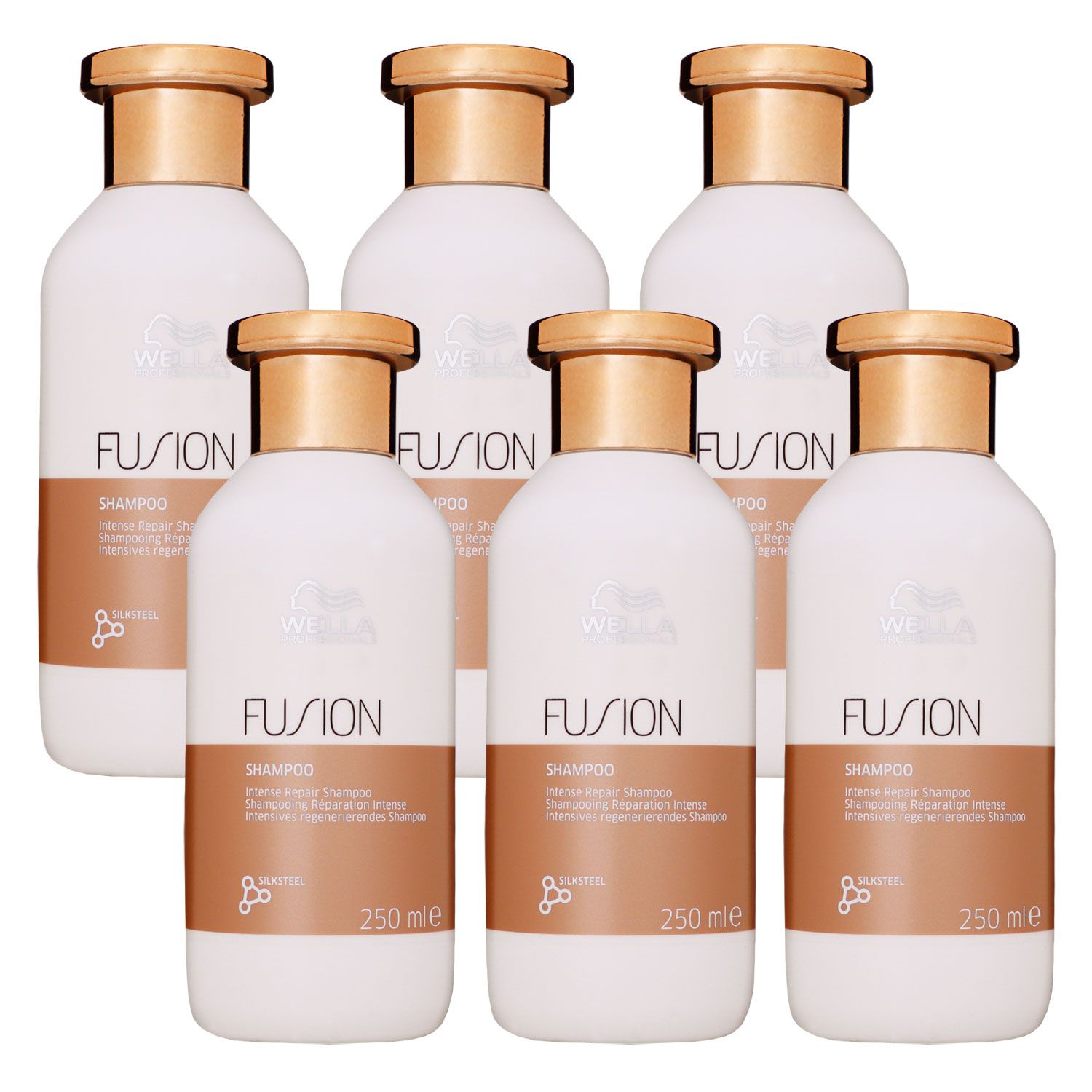 Wella Fusion Intense Repair 6 x 250 ml Shampoo f�r strapaziertes Haar Set
