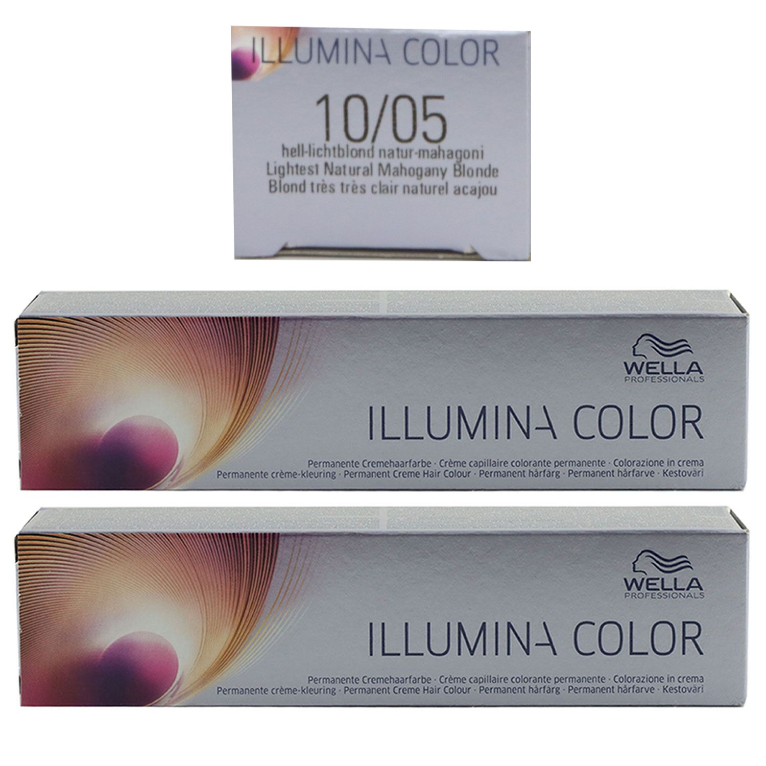 Wella Illumina 2 x 60 ml 10/05 hell lichtblond natur mahagoni Set