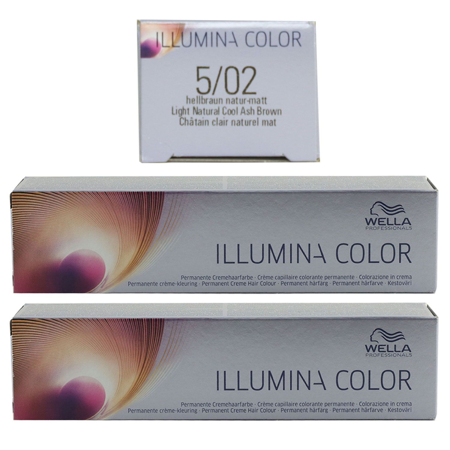 Wella Illumina 2 x 60 ml 5/02 hellbraun natur matt Set
