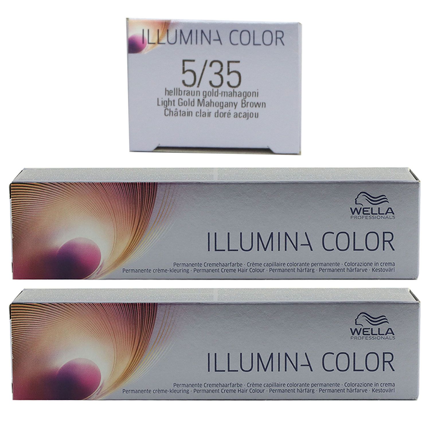 Wella Illumina 2 x 60 ml 5/35 hellbraun gold mahagoni Set