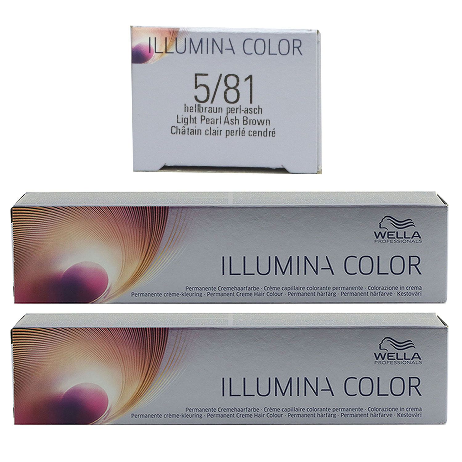 Wella Illumina 2 x 60 ml 5/81 hellbraun perl asch Set