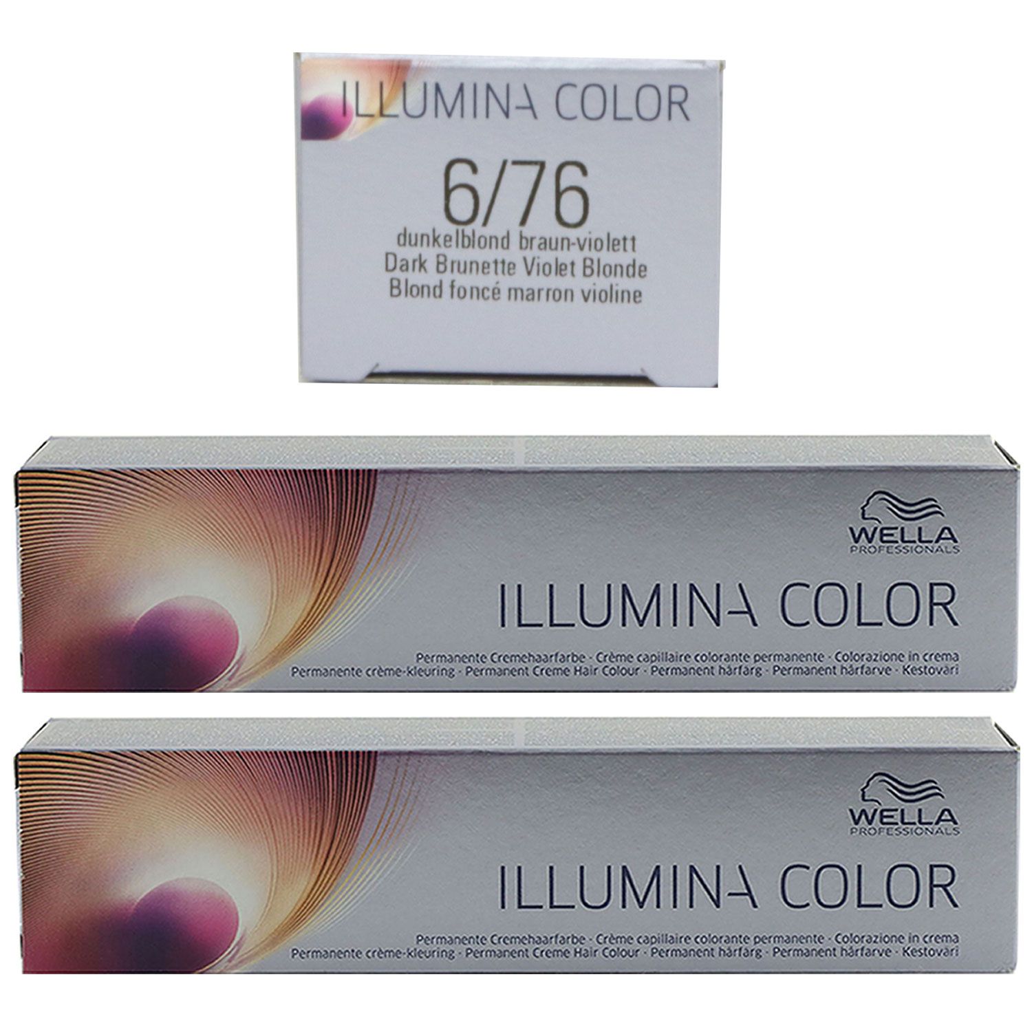 Wella Illumina 2 x 60 ml 6/76 dunkelblond braun violett Set