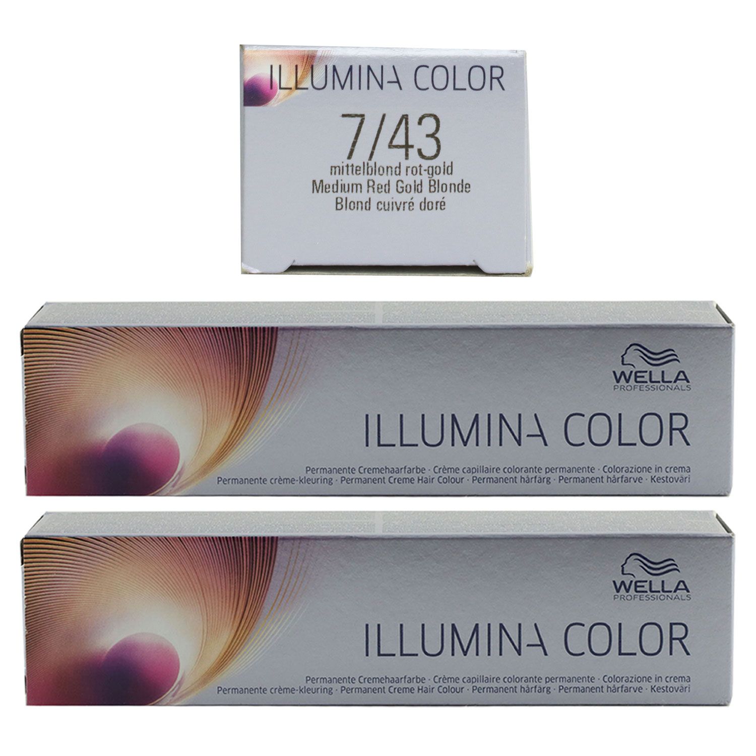 Wella Illumina 2 x 60 ml 7/43 mittelblond rot gold Set