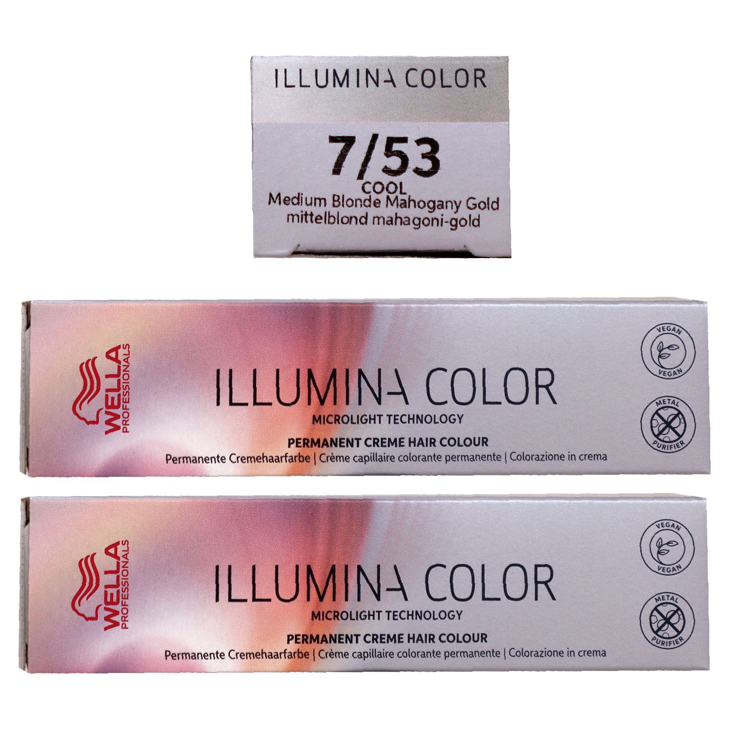 Wella Illumina 2 x 60 ml 7/53 mittelblond mahagoni gold Set