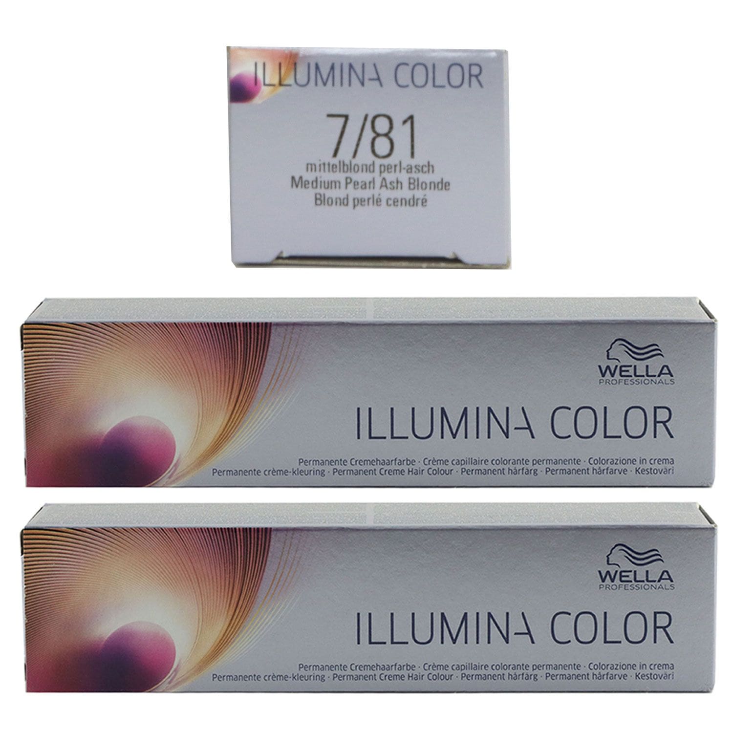 Wella Illumina 2 x 60 ml 7/81 mittelblond perl asch Set