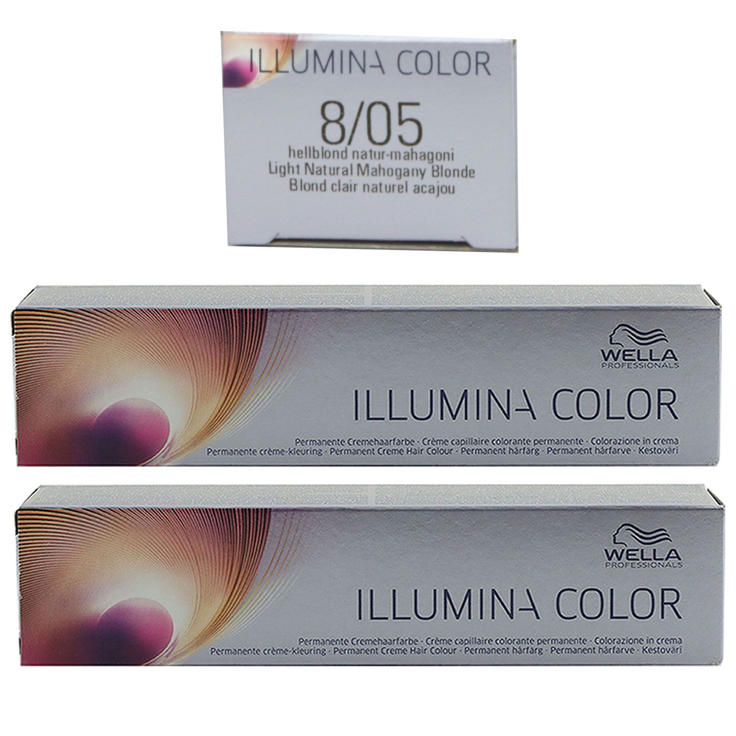 Wella Illumina 2 x 60 ml 8/05 hellblond natur mahagoni Set