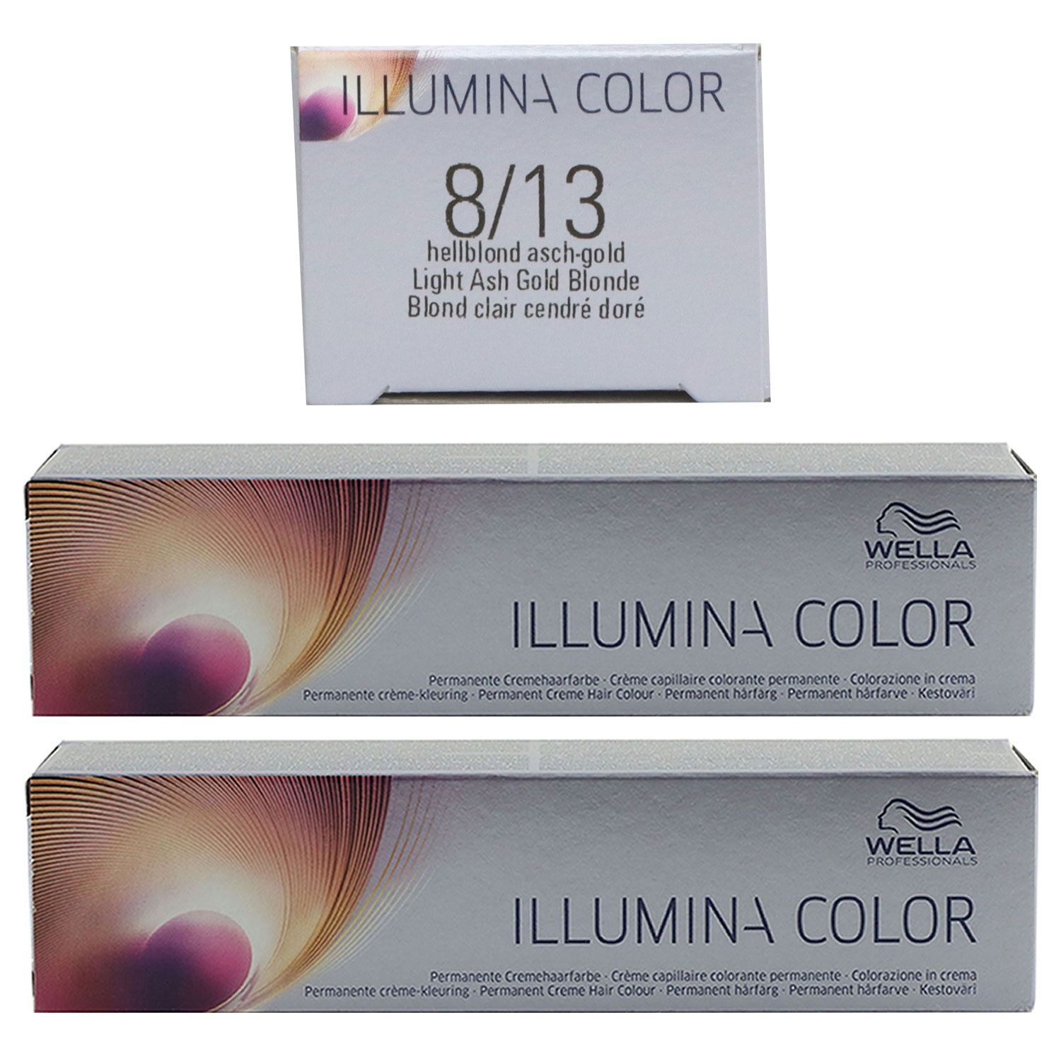 Wella Illumina 2 x 60 ml 8/13 hellblond asch gold Set