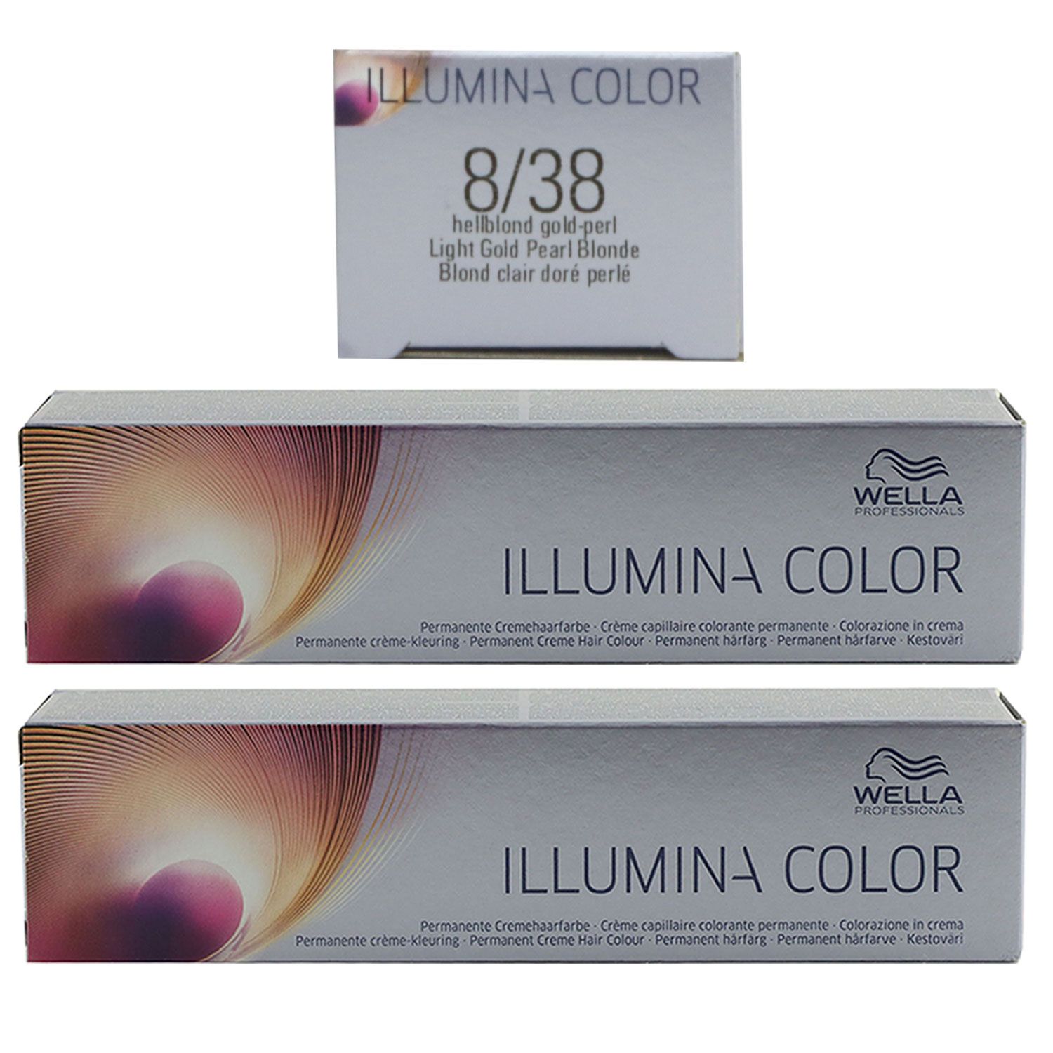 Wella Illumina 2 x 60 ml 8/38 hellblond gold perl Set
