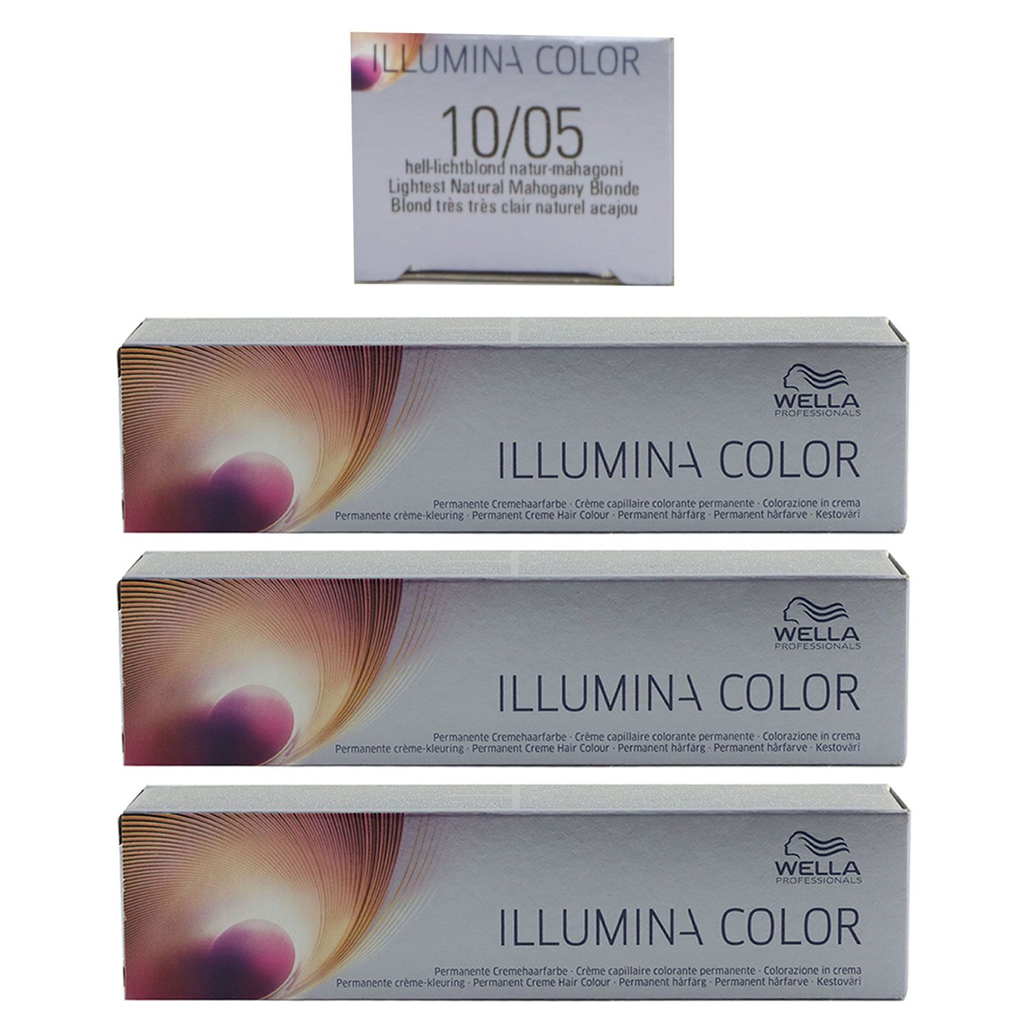 Wella Illumina 3 x 60 ml 10/05 hell lichtblond natur mahagoni Set