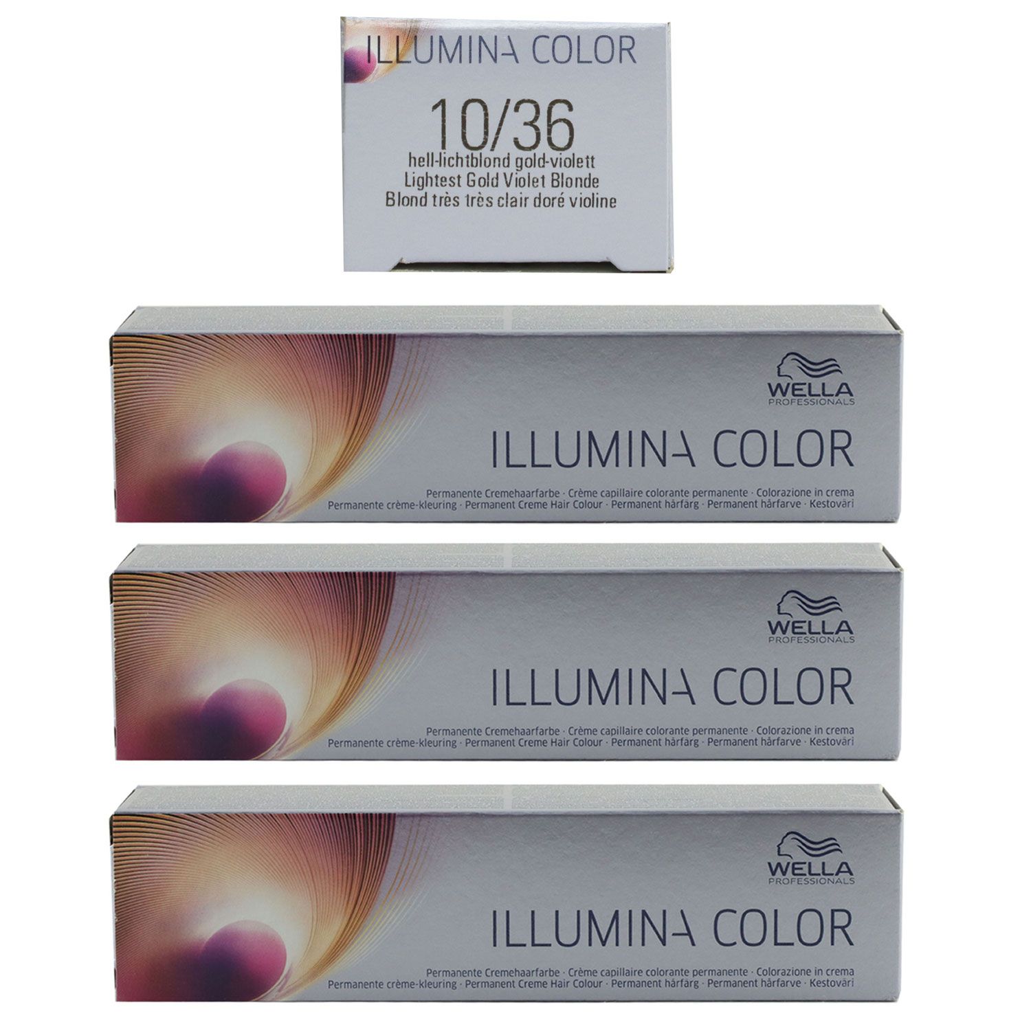 Wella Illumina 3 x 60 ml 10/36 hell lichtblond gold violett Set