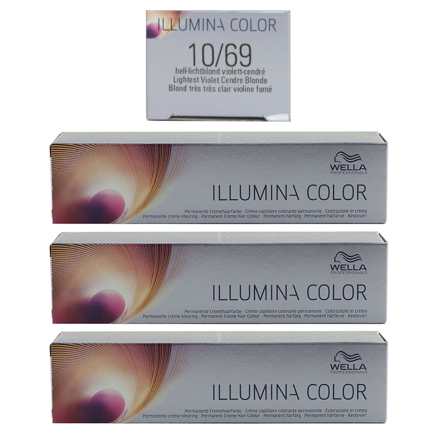 Wella Illumina 3 x 60 ml 10/69 hell lichtblond violett cendre Set