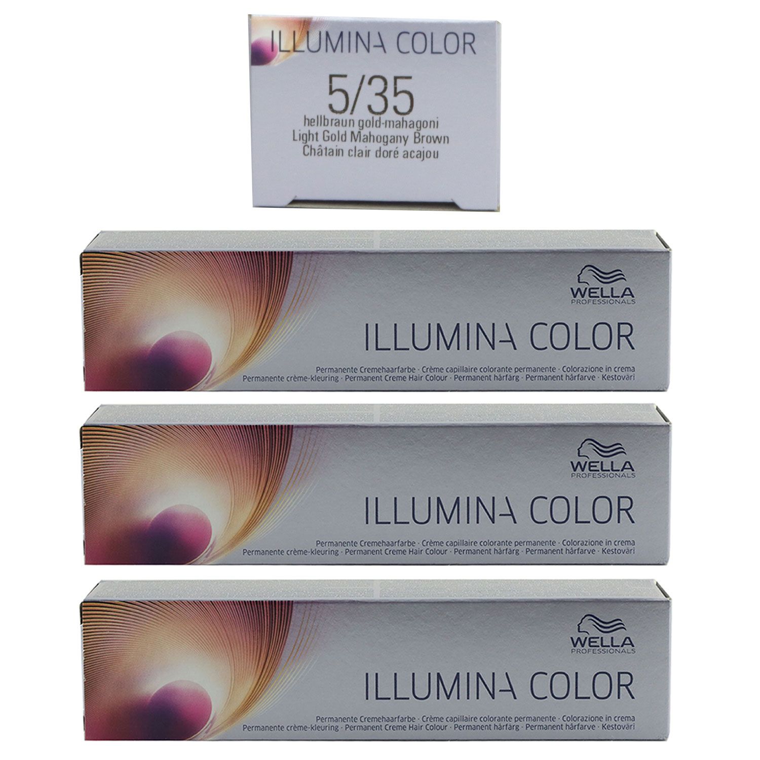 Wella Illumina 3 x 60 ml 5/35 hellbraun gold mahagoni Set
