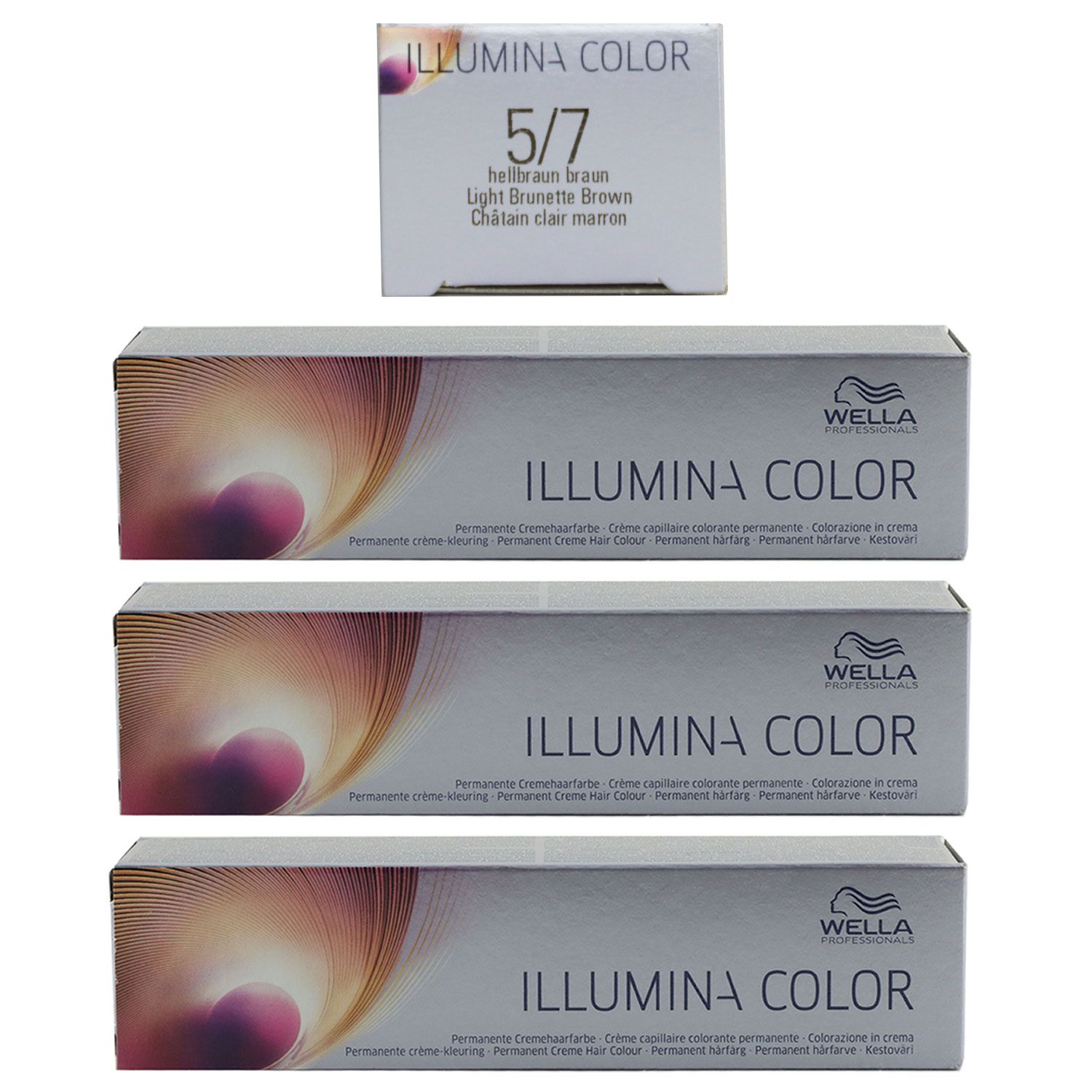 Wella Illumina 3 x 60 ml 5/7 hellbraun braun Set