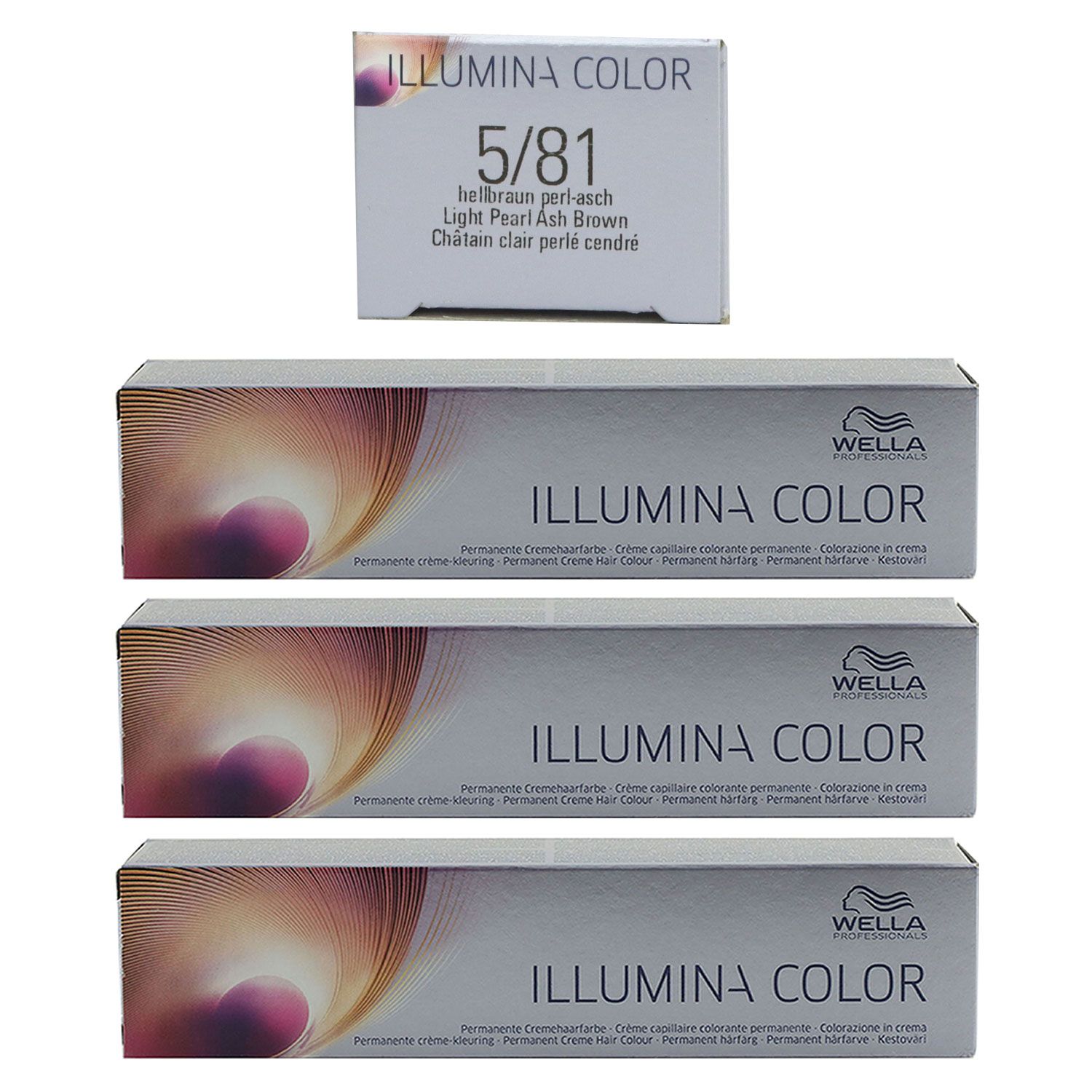 Wella Illumina 3 x 60 ml 5/81 hellbraun perl asch Set