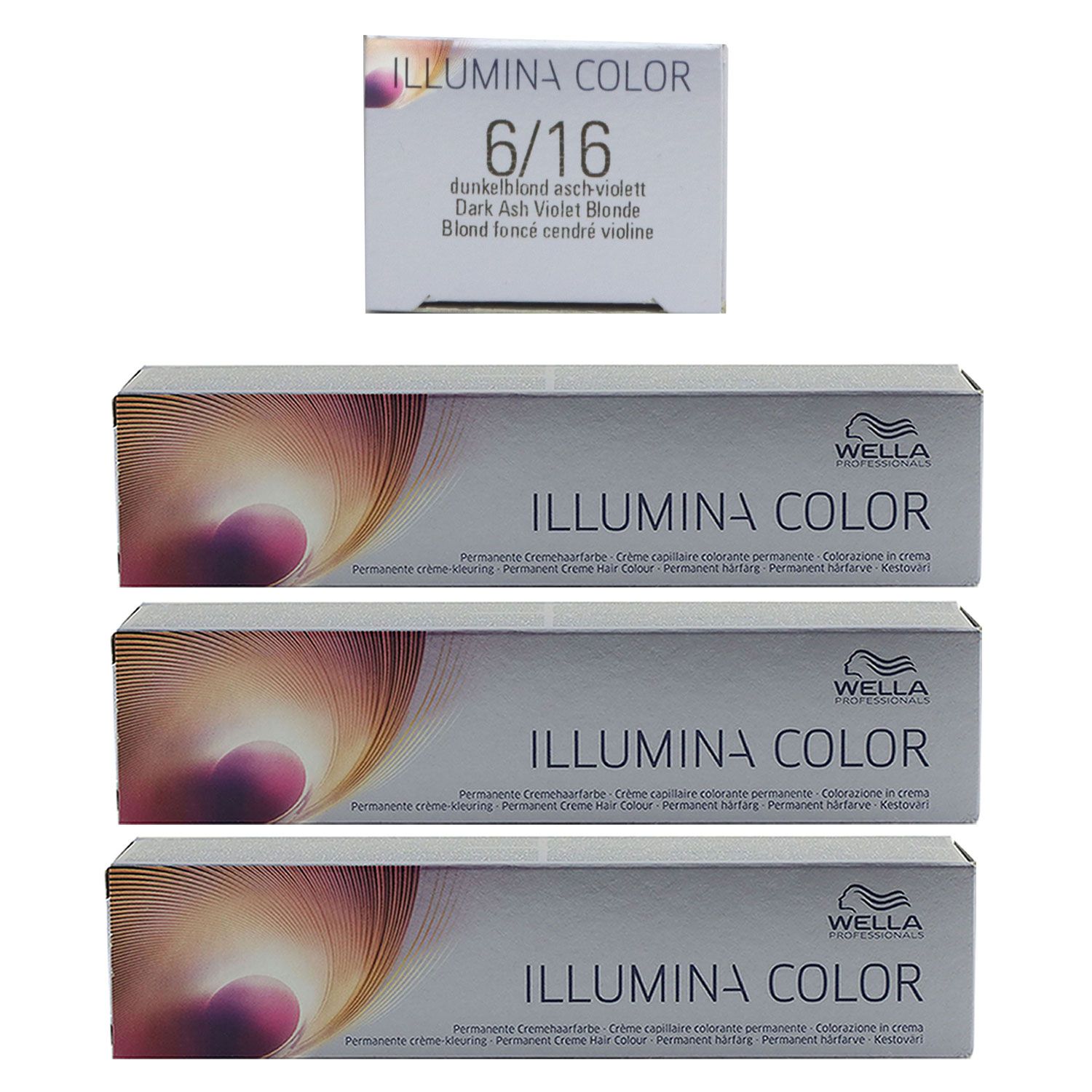 Wella Illumina 3 x 60 ml 6/16 dunkelblond asch violett Set