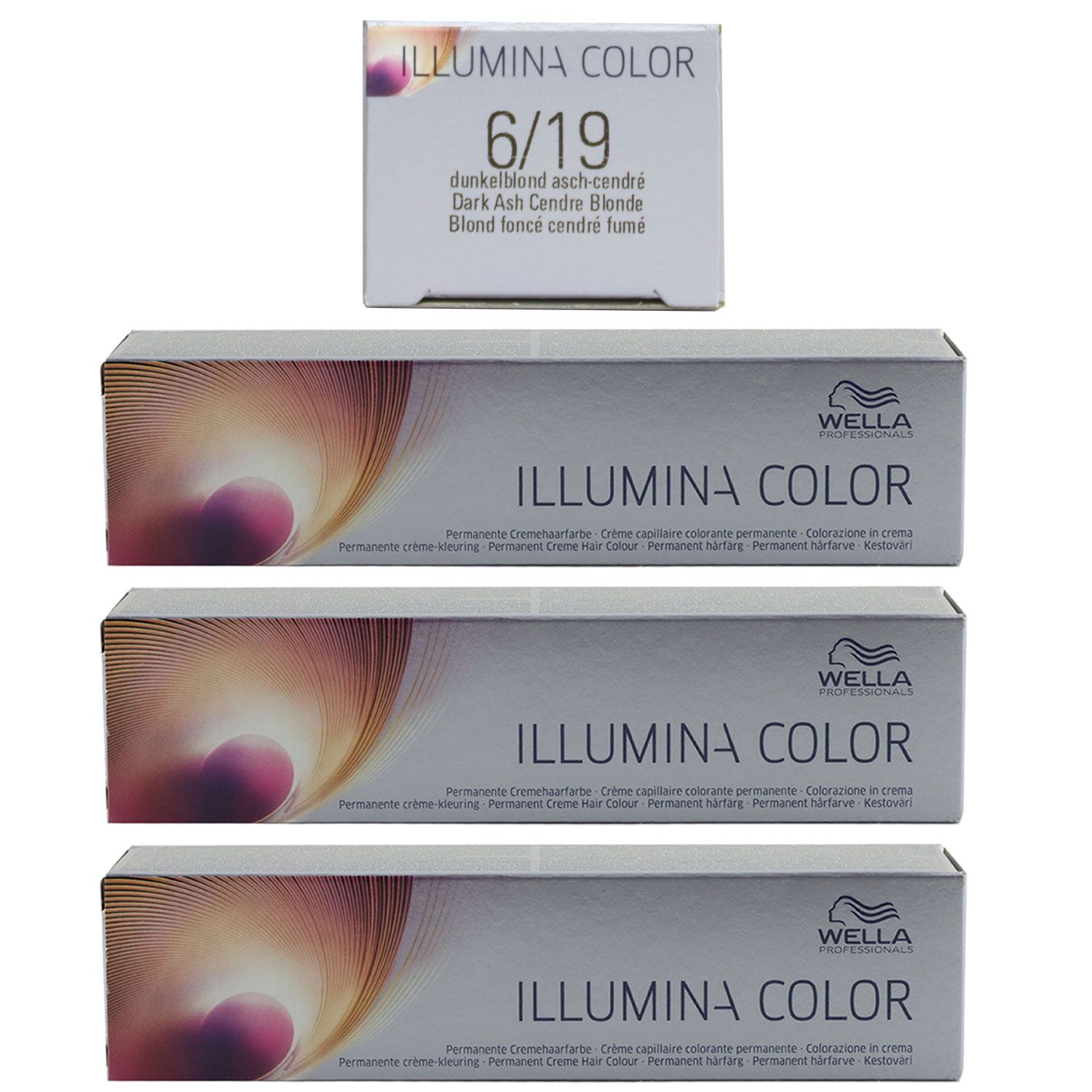 Wella Illumina 3 x 60 ml 6/19 dunkelblond asch cendre Set