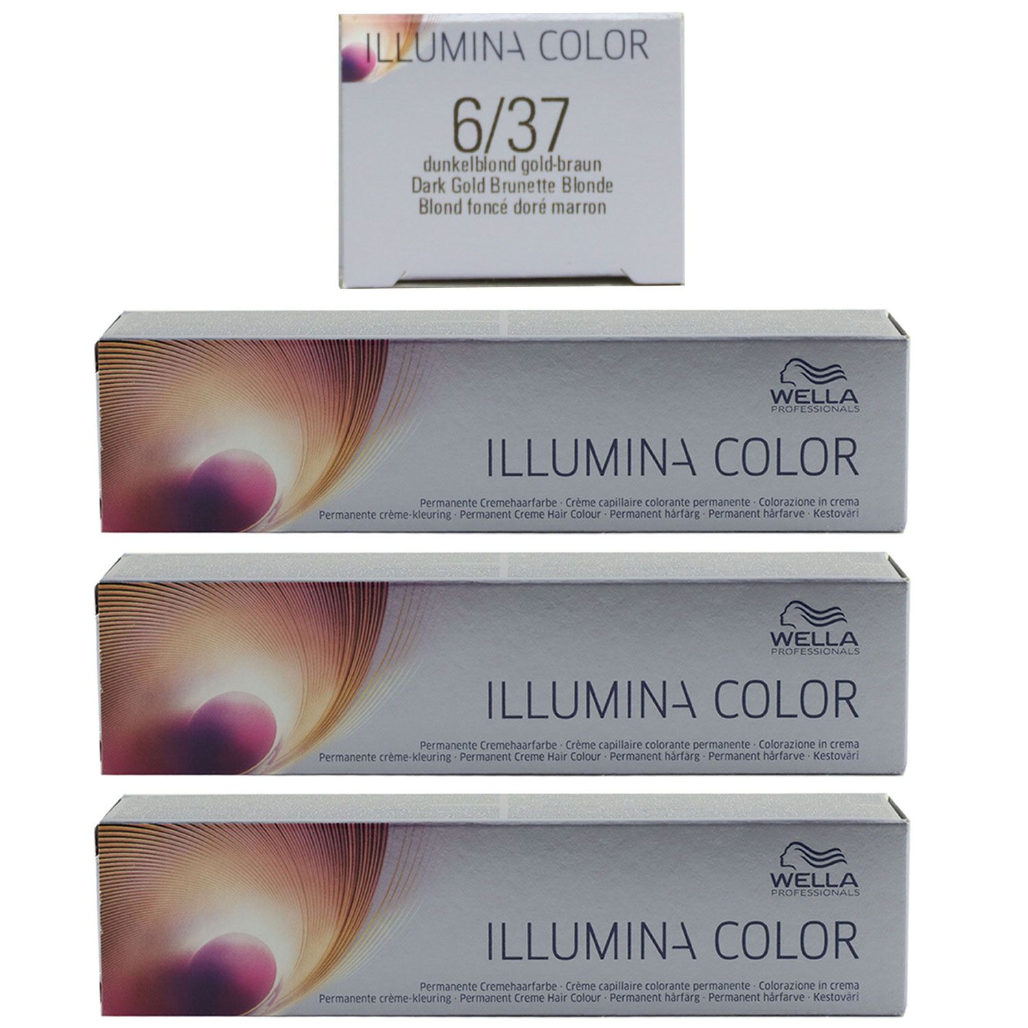 Wella Illumina 3 x 60 ml 6/37 dunkelblond gold braun Set