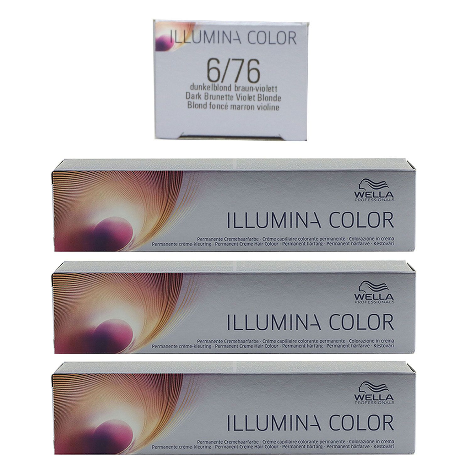 Wella Illumina 3 x 60 ml 6/76 dunkelblond braun violett Set