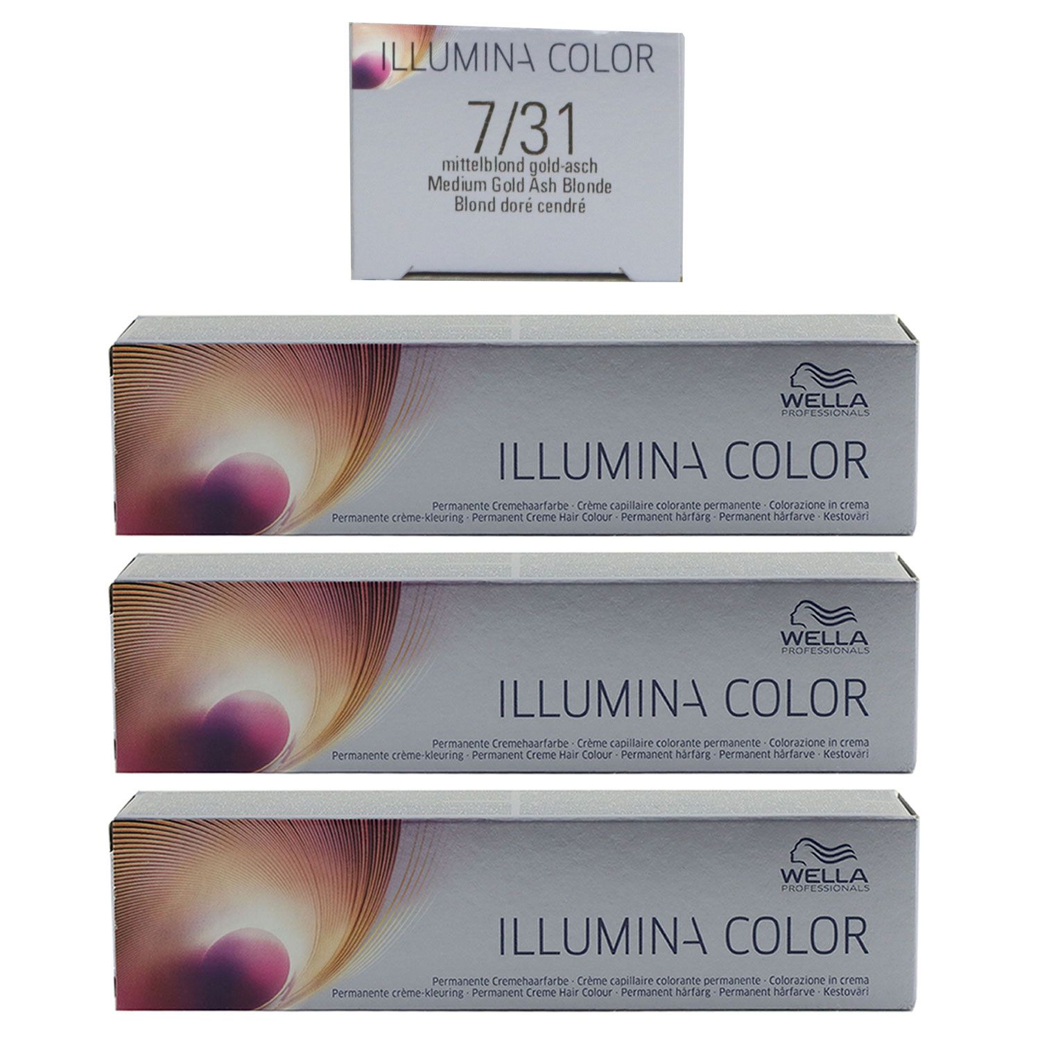 Wella Illumina 3 x 60 ml 7/31 mittelblond gold asch Set