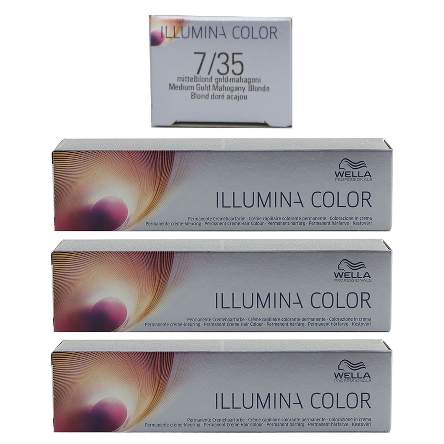 Wella Illumina 3 x 60 ml 7/35 mittelblond gold mahagoni Set