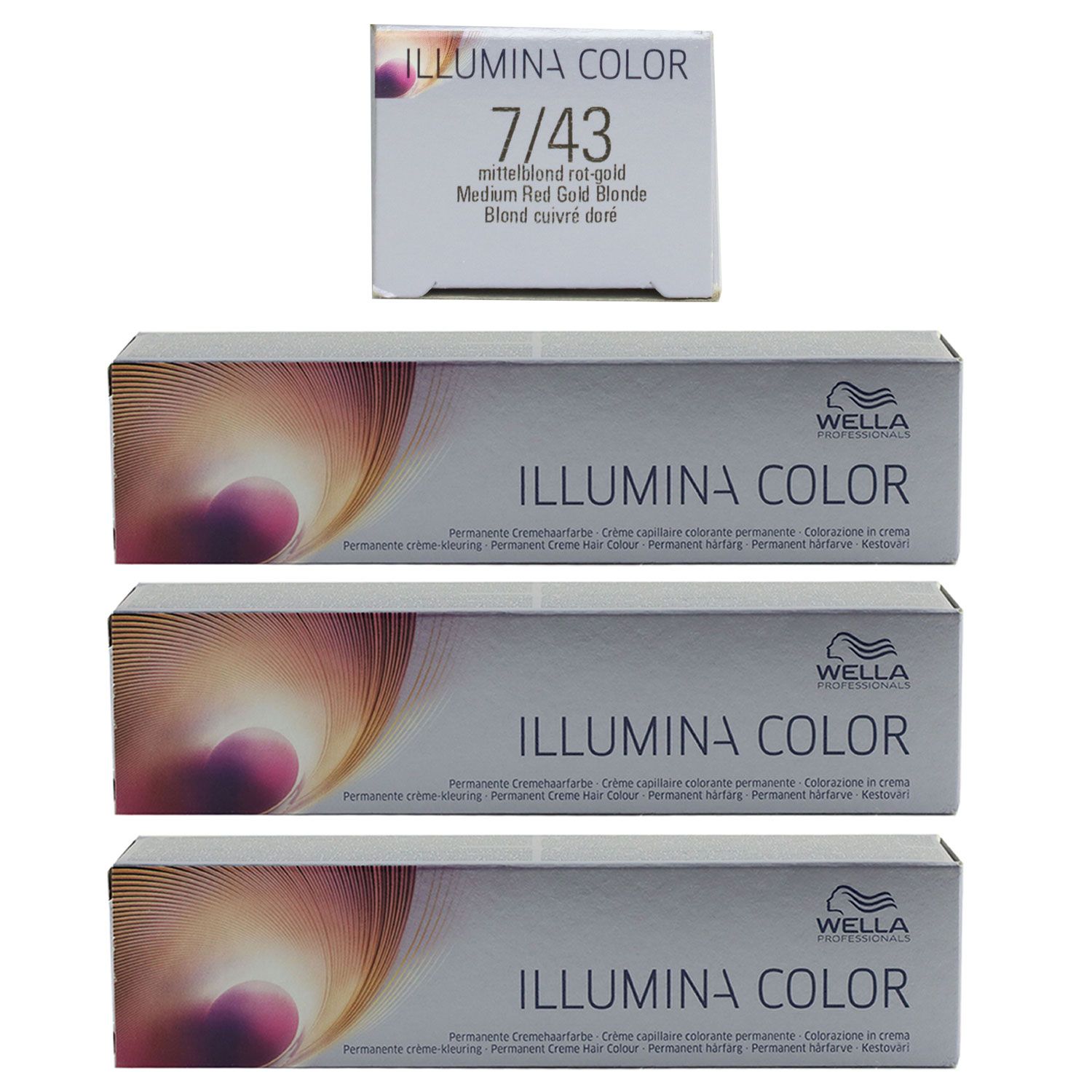 Wella Illumina 3 x 60 ml 7/43 mittelblond rot gold Set