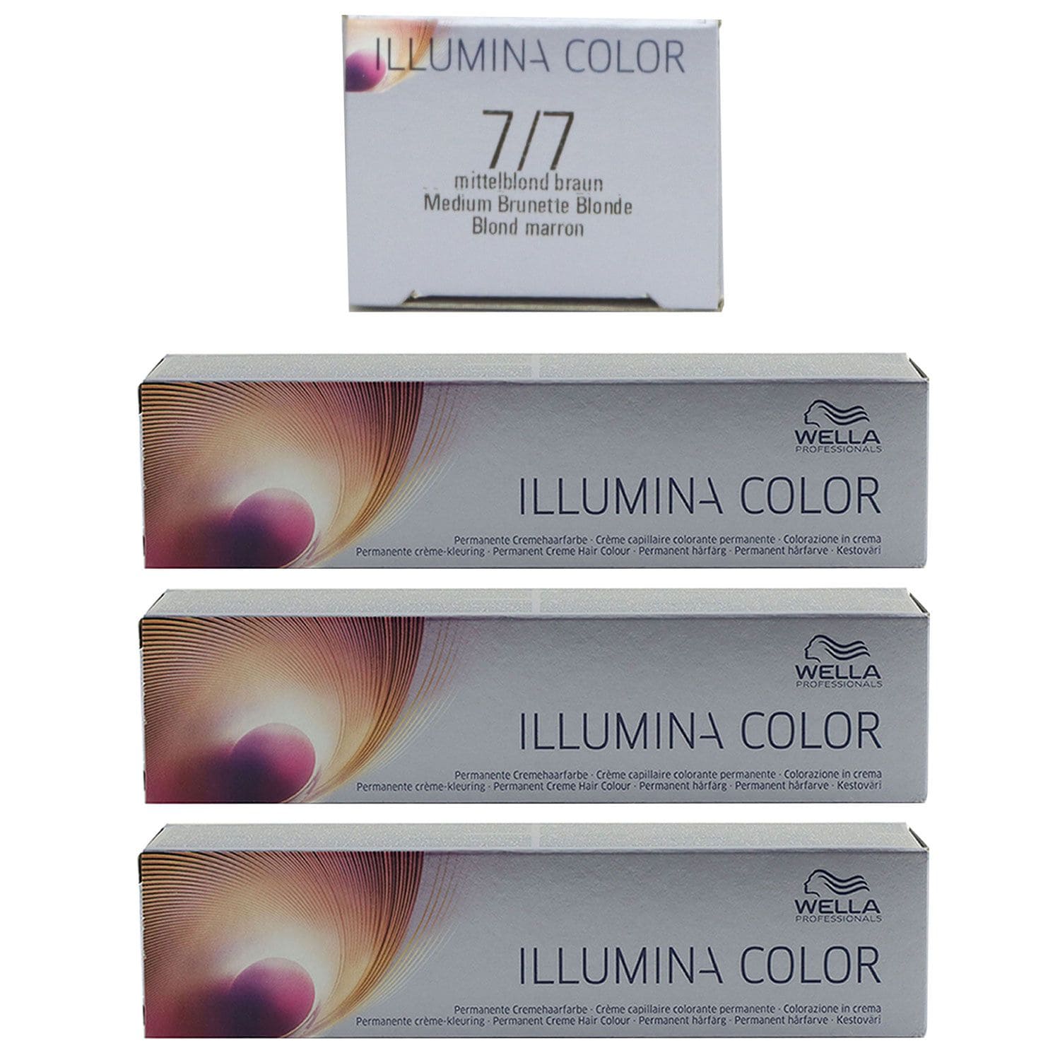 Wella Illumina 3 x 60 ml 7/7 mittelblond braun Set