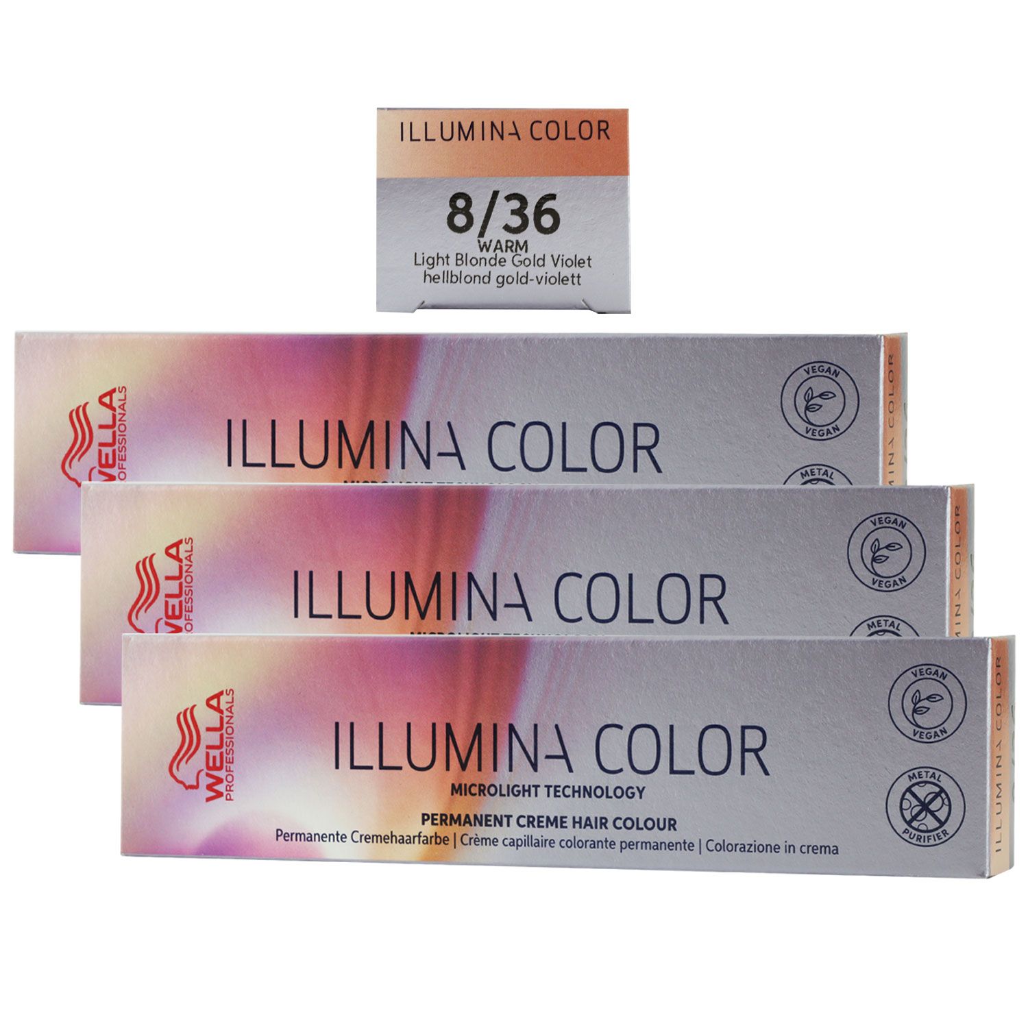 Wella Illumina 3 x 60 ml 8/36 hellblond gold violett Set