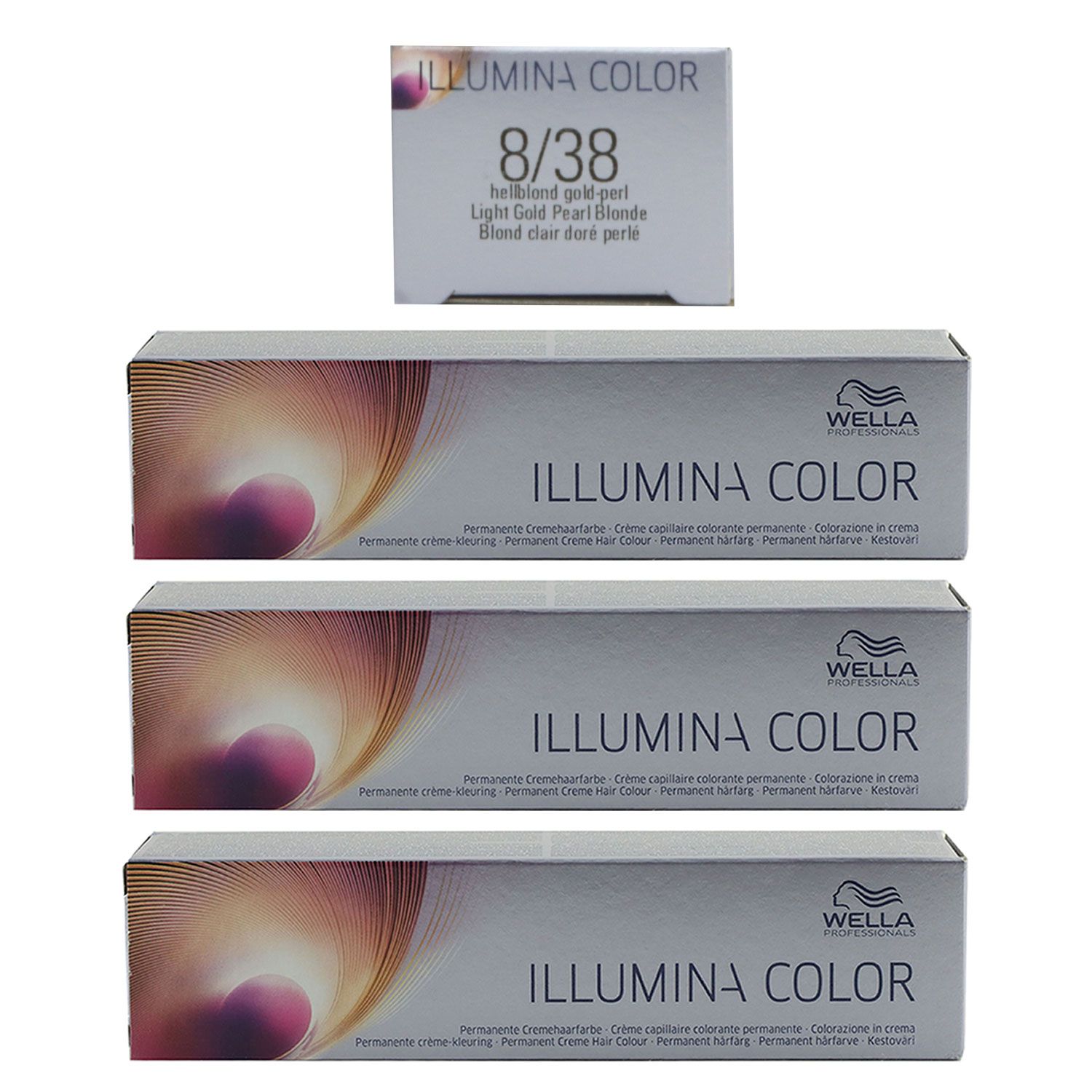 Wella Illumina 3 x 60 ml 8/38 hellblond gold perl Set