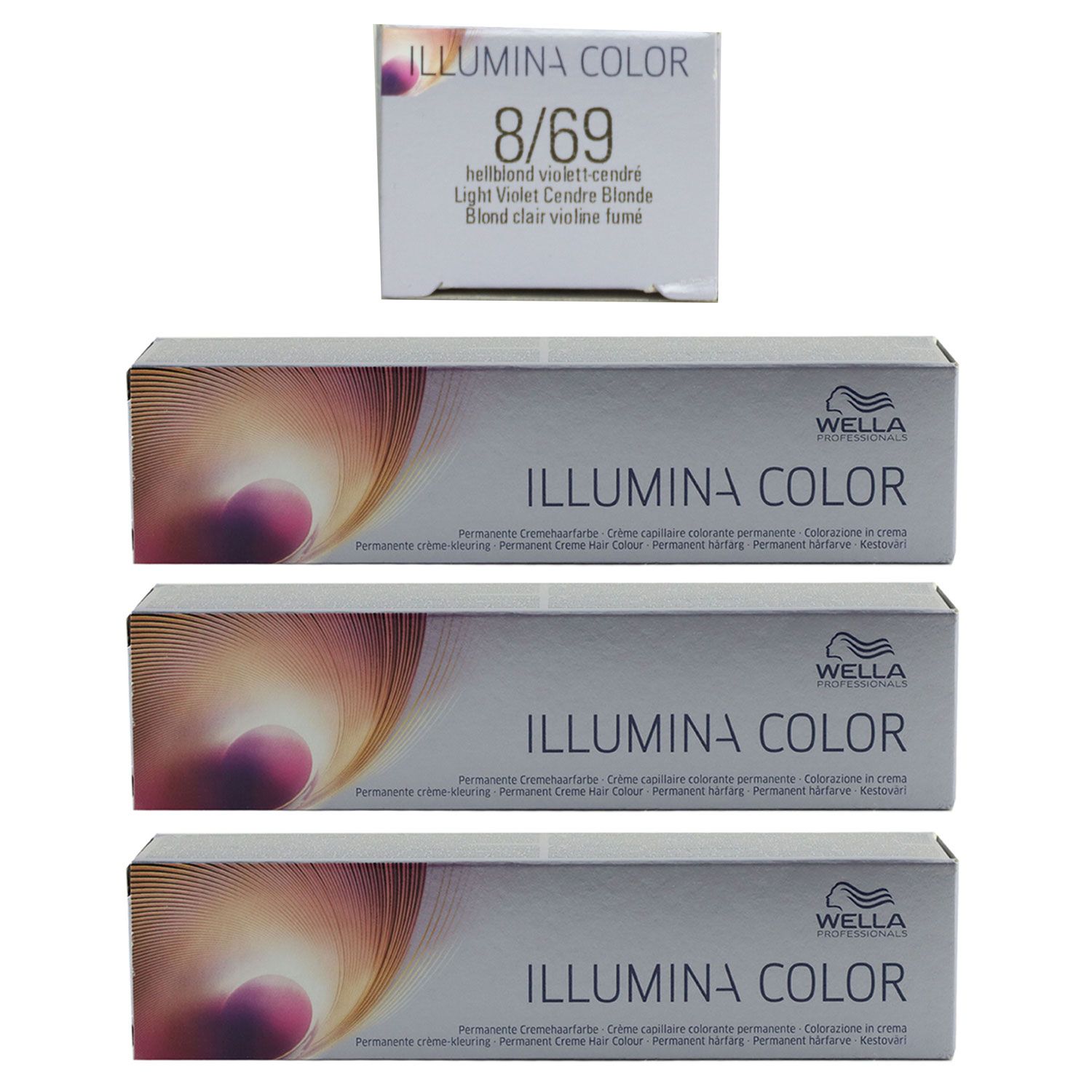 Wella Illumina 3 x 60 ml 8/69 hellblond violett cendre Set