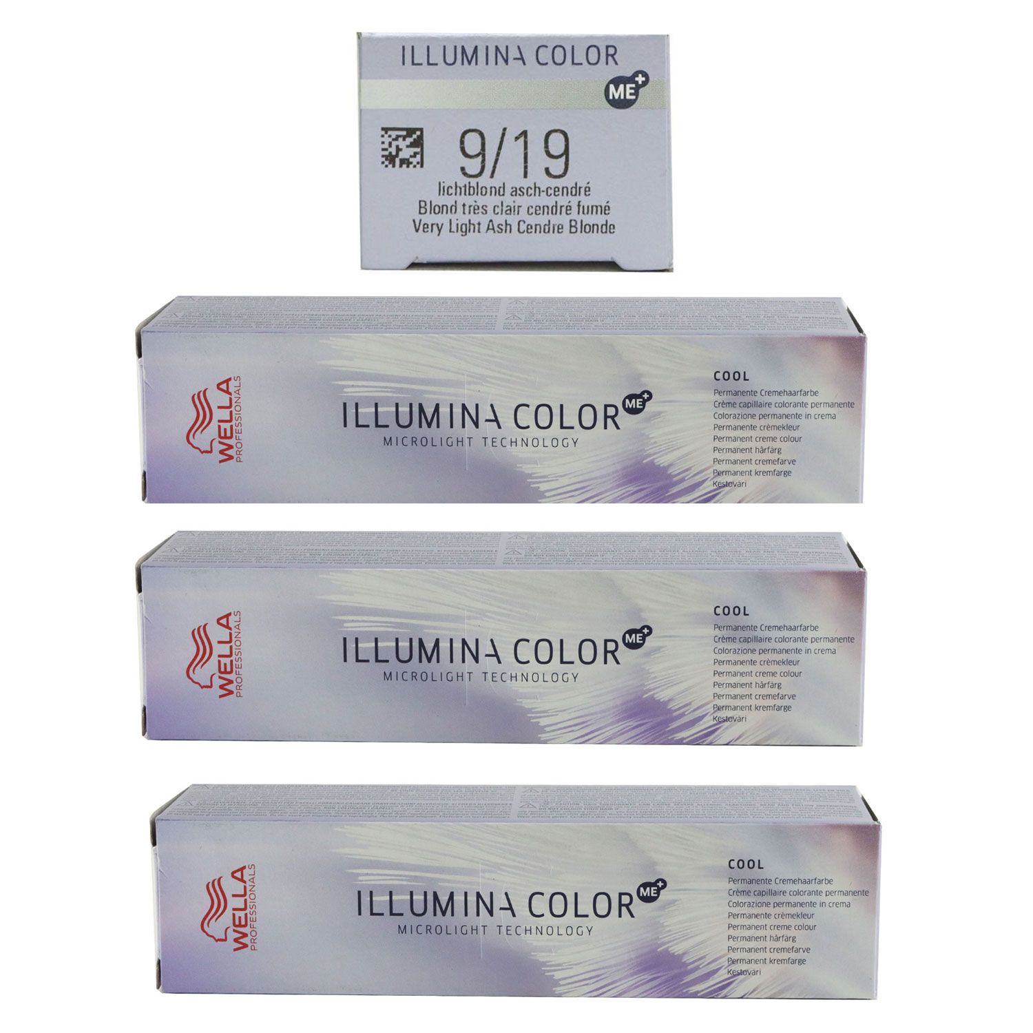 Wella Illumina 3 x 60 ml 9/19 lichtblond asch cendre Set