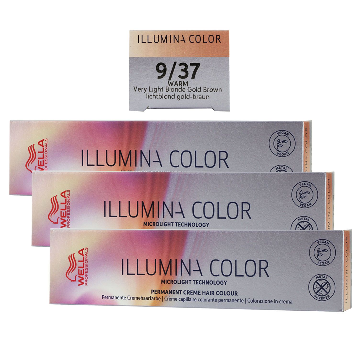 Wella Illumina 3 x 60 ml 9/37 lichtblond gold braun Set