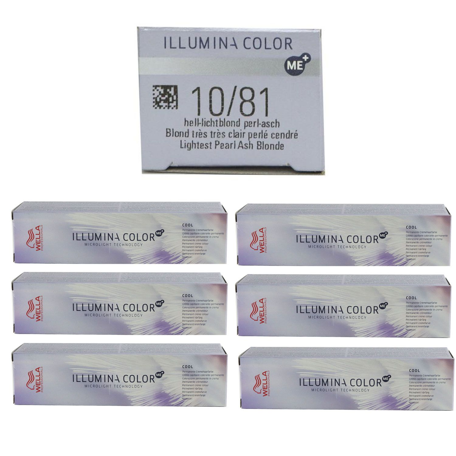 Wella Illumina 6 x 60 ml 10/81 hell lichtblond perl asch Set