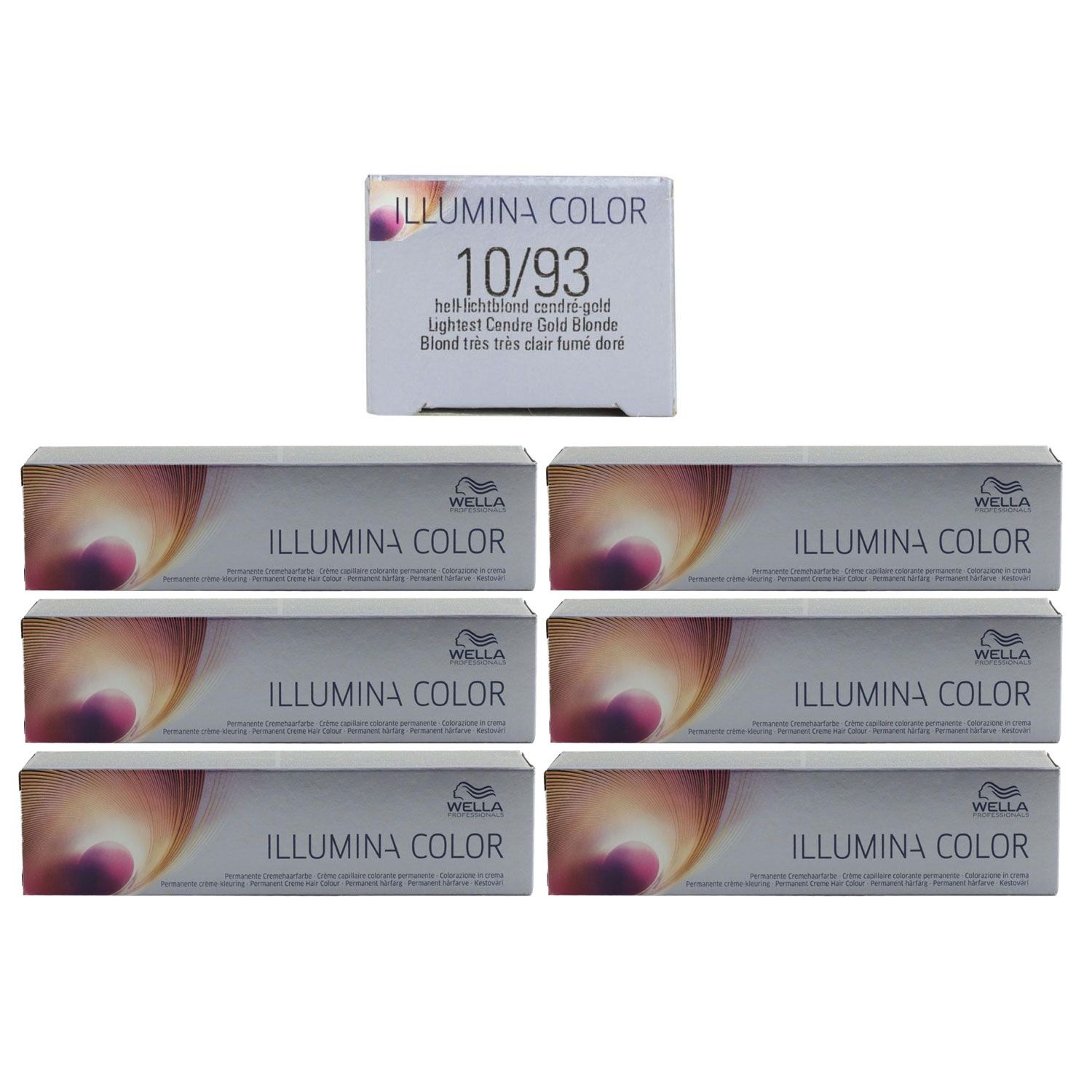 Wella Illumina 6 x 60 ml 10/93 hell lichtblond cendre gold Set